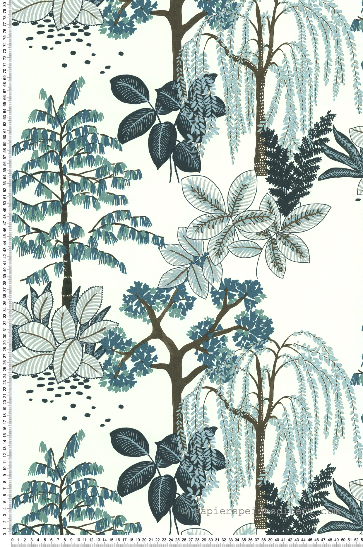 Papier peint Arbres japonais bleu - Fragrance de Lutèce | Réf. LTC-11191301