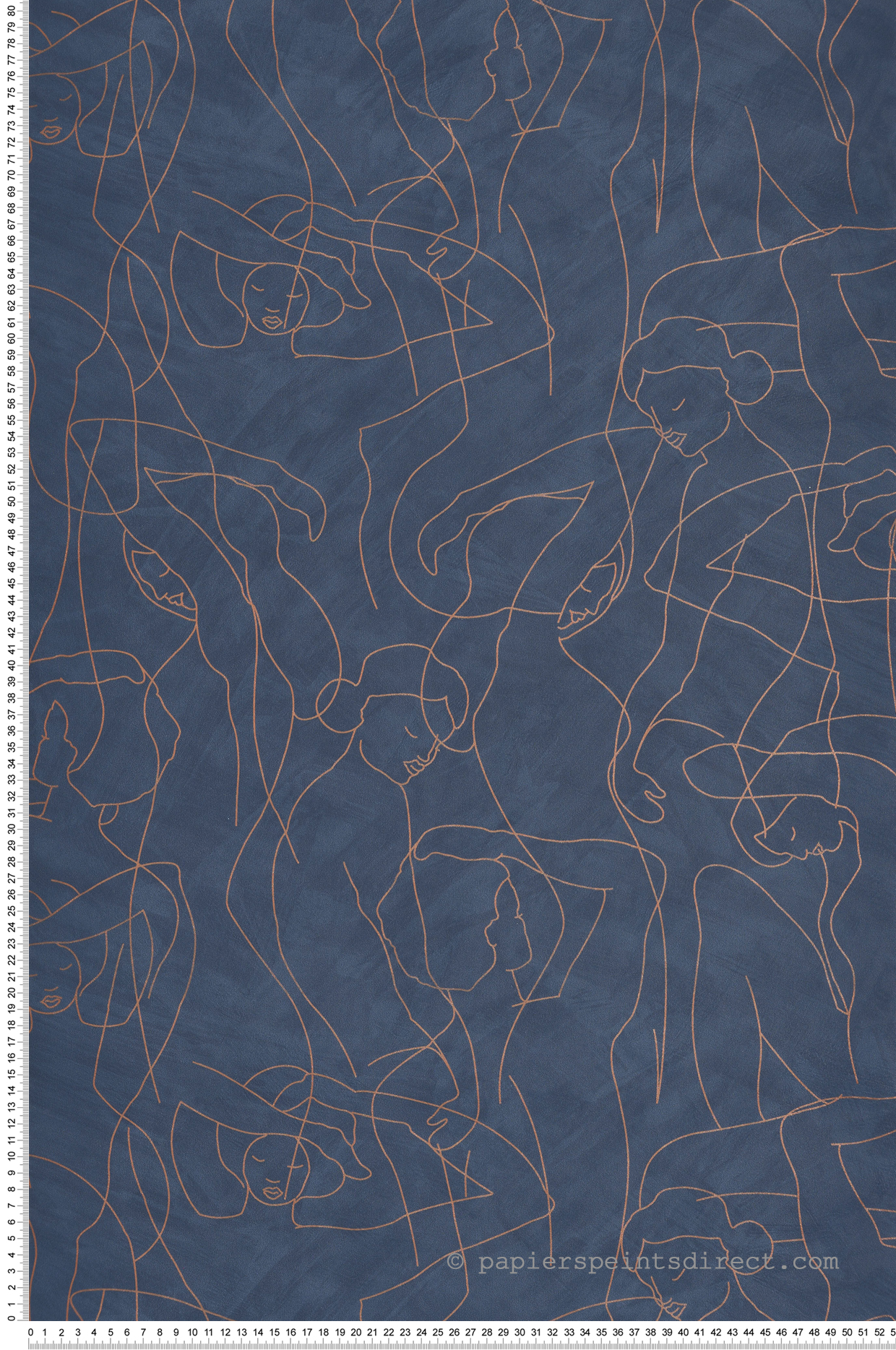 Papier peint Silhouette Design bleu marine cuivré - Boca Chica de Montecolino | Réf. MC-SO27040