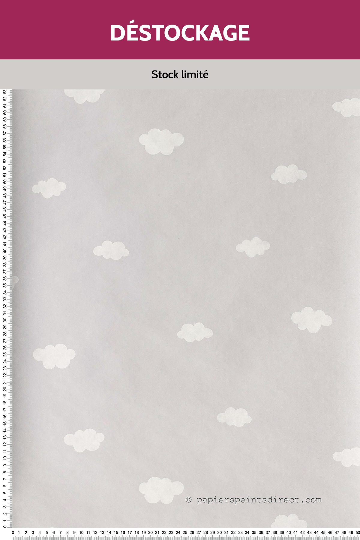 Papier peint Destockage - Nuages gris - My Little World de Casadéco