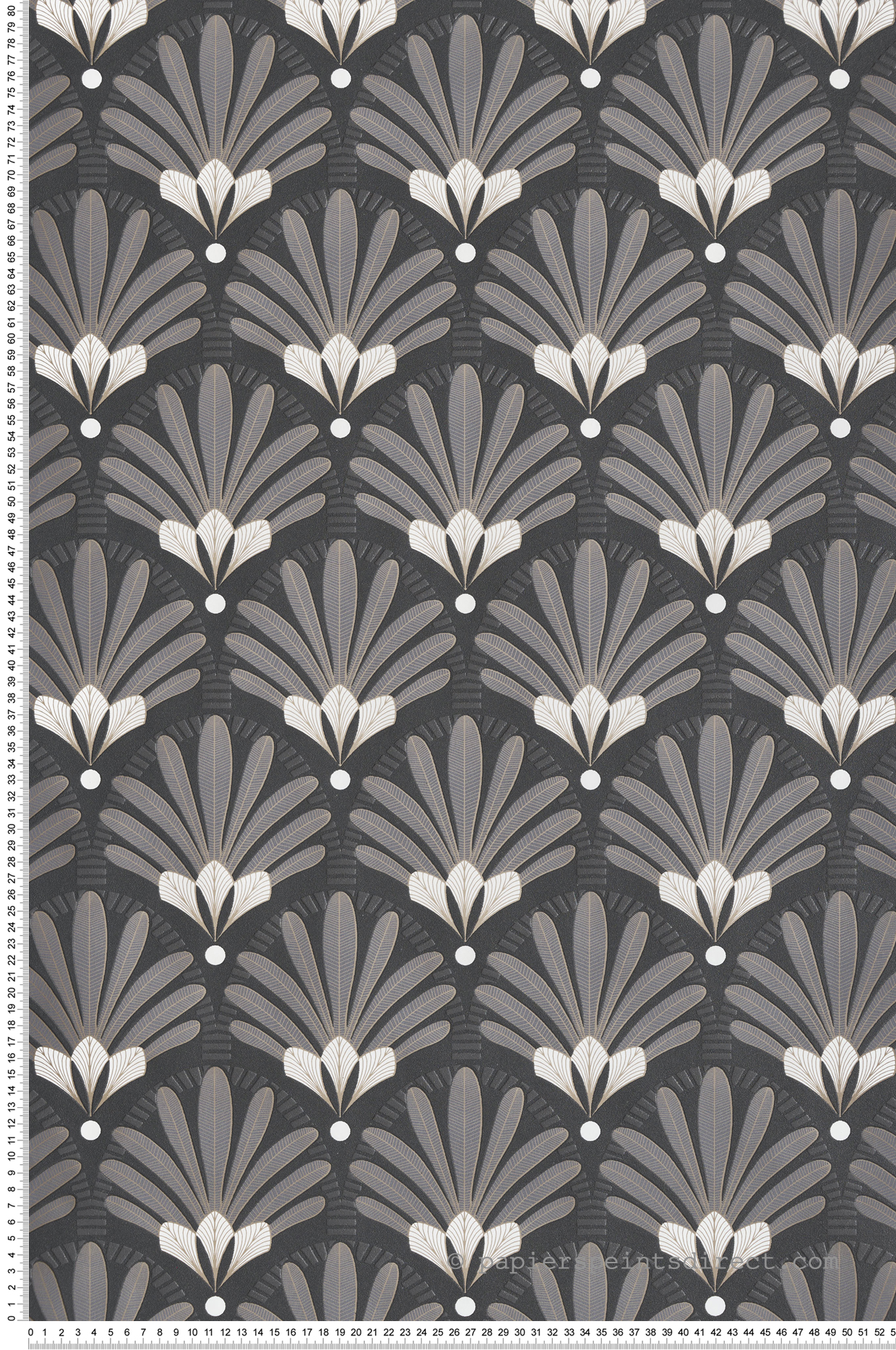 Papier Peint Plumes Art Déco noir mordoré - Elégance d'Ugépa | Réf. UGP-M53309