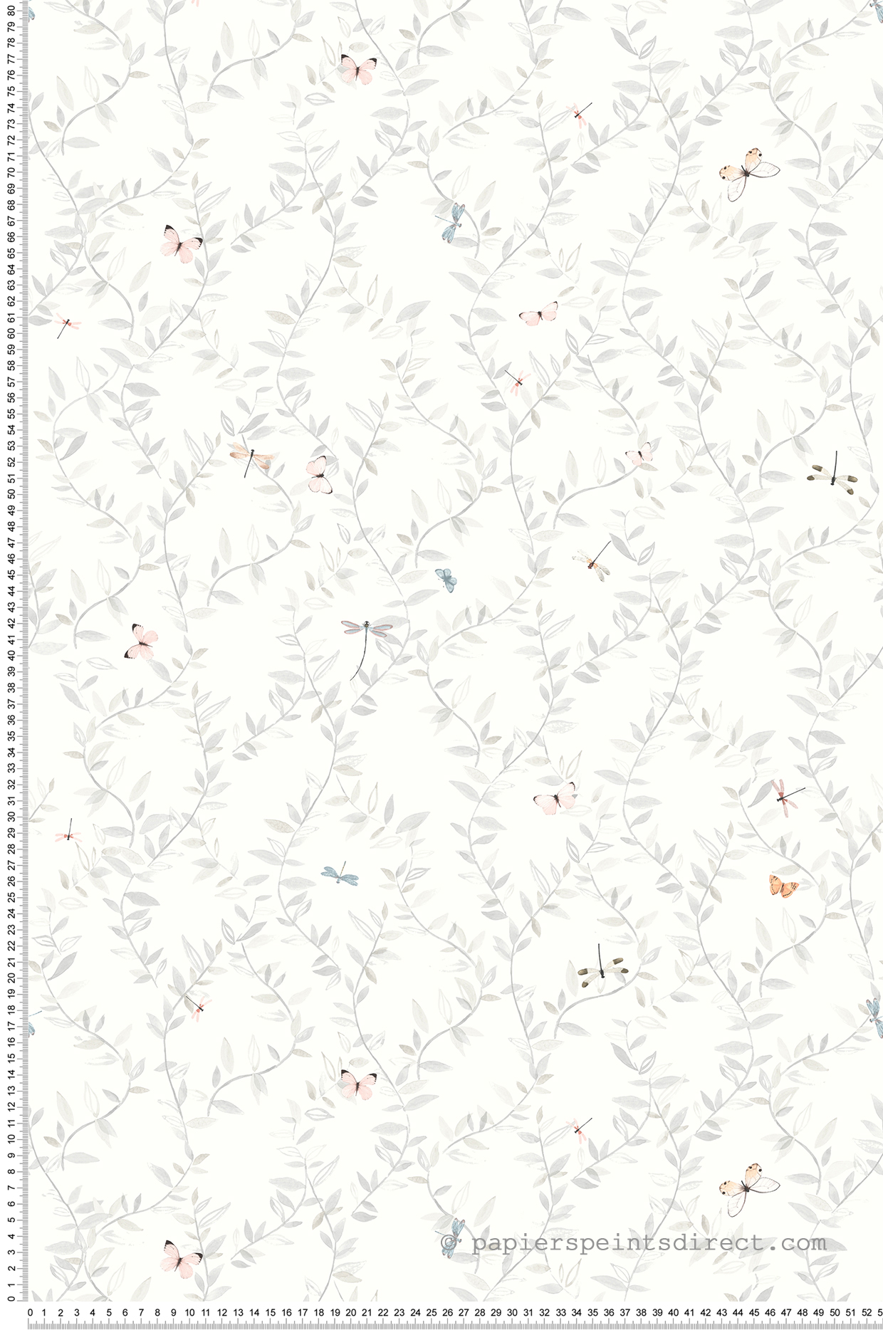 Papier Peint Papillon Feuillage gris - Tartine et Chocolat de Lutèce  | Réf. LTC-36200709