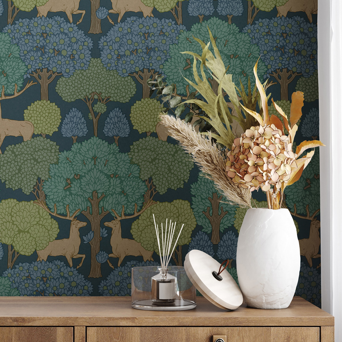 Papier peint Animaux Forest of Arden bleu marine - Beaux Arts de Lutèce AMB2| Réf. LTC-M1850