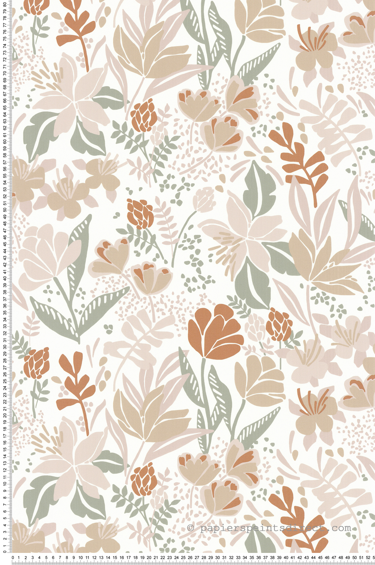 Papier peint Fleurs Graphiques beige terracotta - Poésie de Lutèce | Réf. LTC-51253507