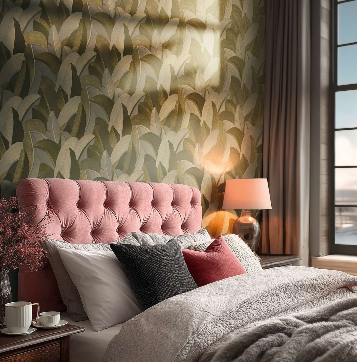 Papier peint Feuillage Graphique doré - Vibes & Styles d'A.S. Création AMB3| Réf. AS-790393