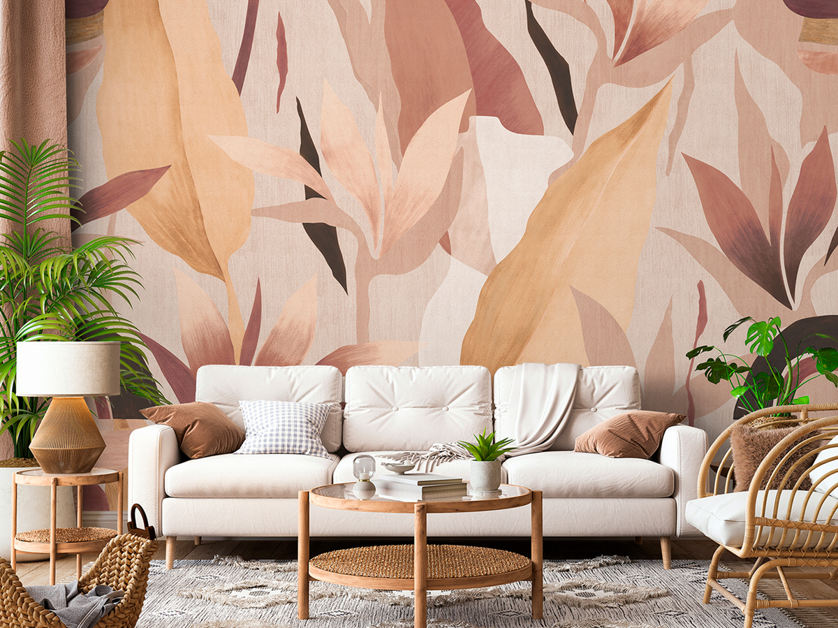 Papier peint panoramique Feuillage Venus rose - Panorama 2 de Lutèce | Réf. LTC-PAN1683C