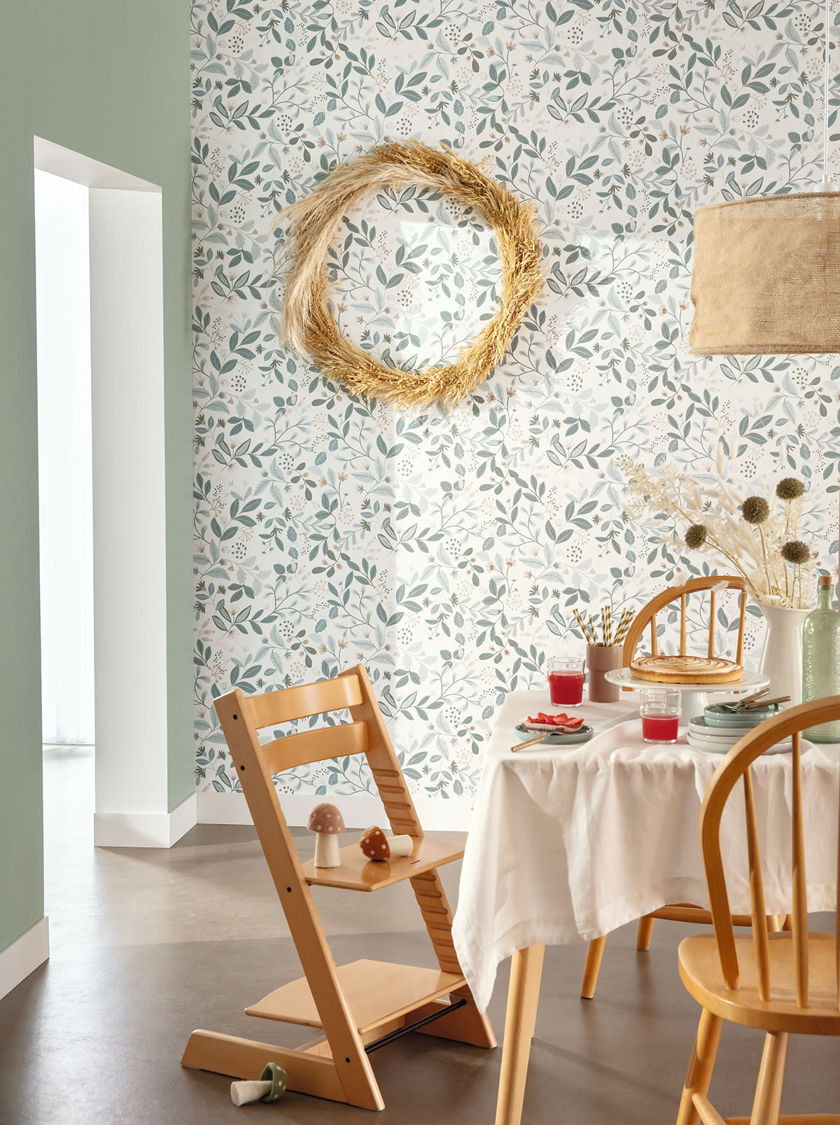 Papier peint Uni Lin Lisse vert amande - Essentiel de Casélio | Réf. ETL100607020