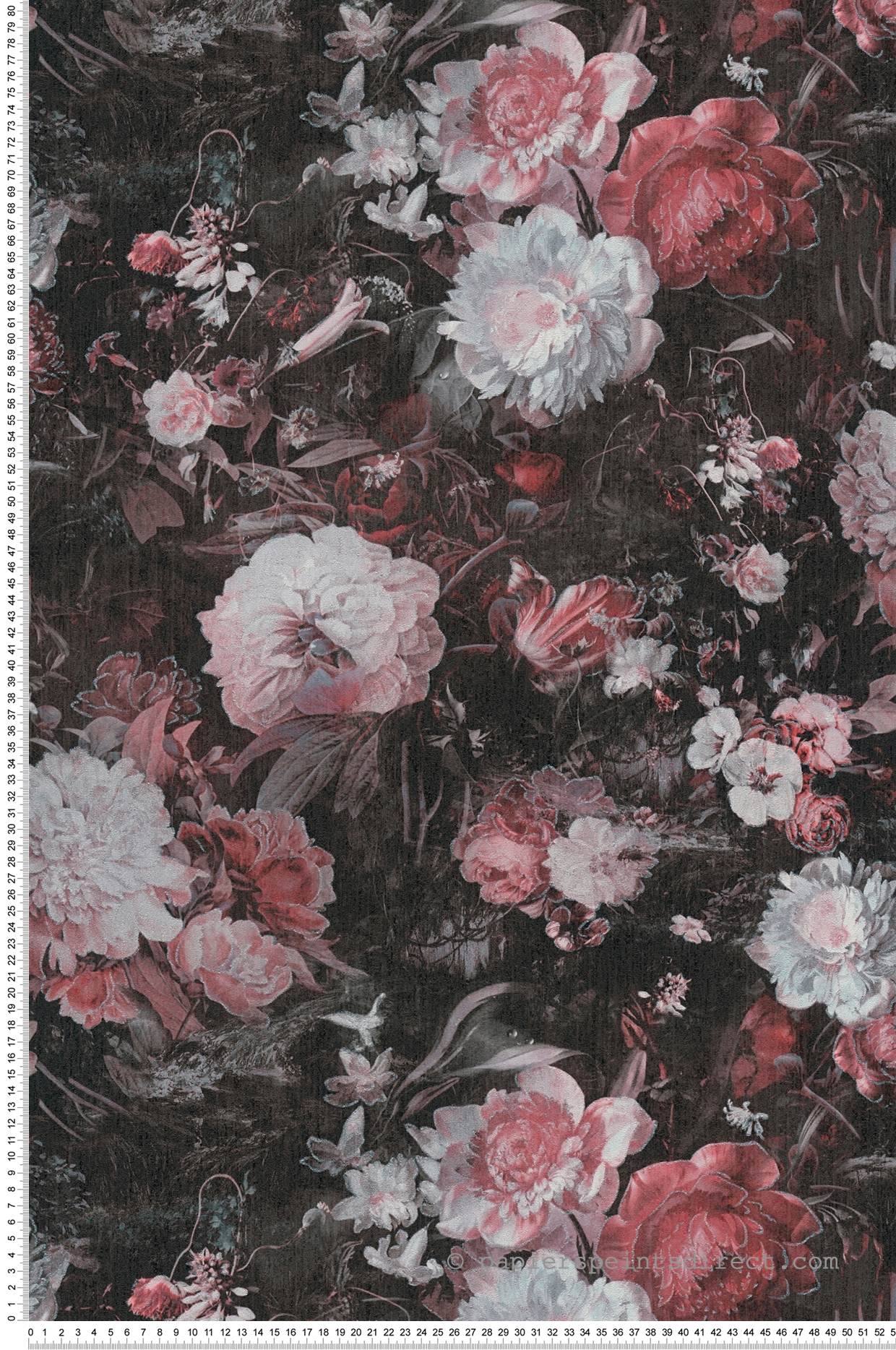 Papier peint Fleur Blossom bordeaux noir pailleté - The BOS d'A.S. Création | Réf. AS-388214