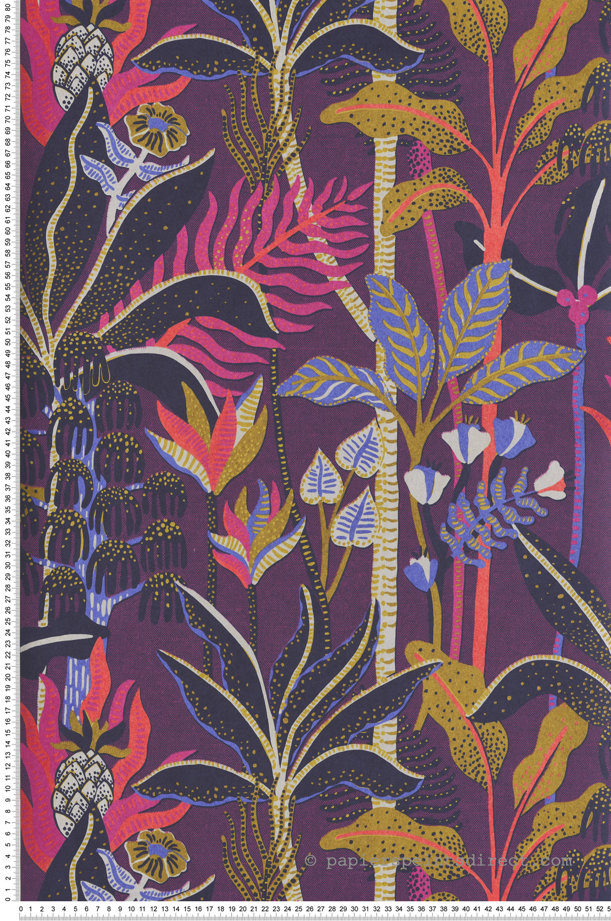 Papier peint Jungle Tropicale José prune - Havana de Masureel | Réf. MAS-HAV006
