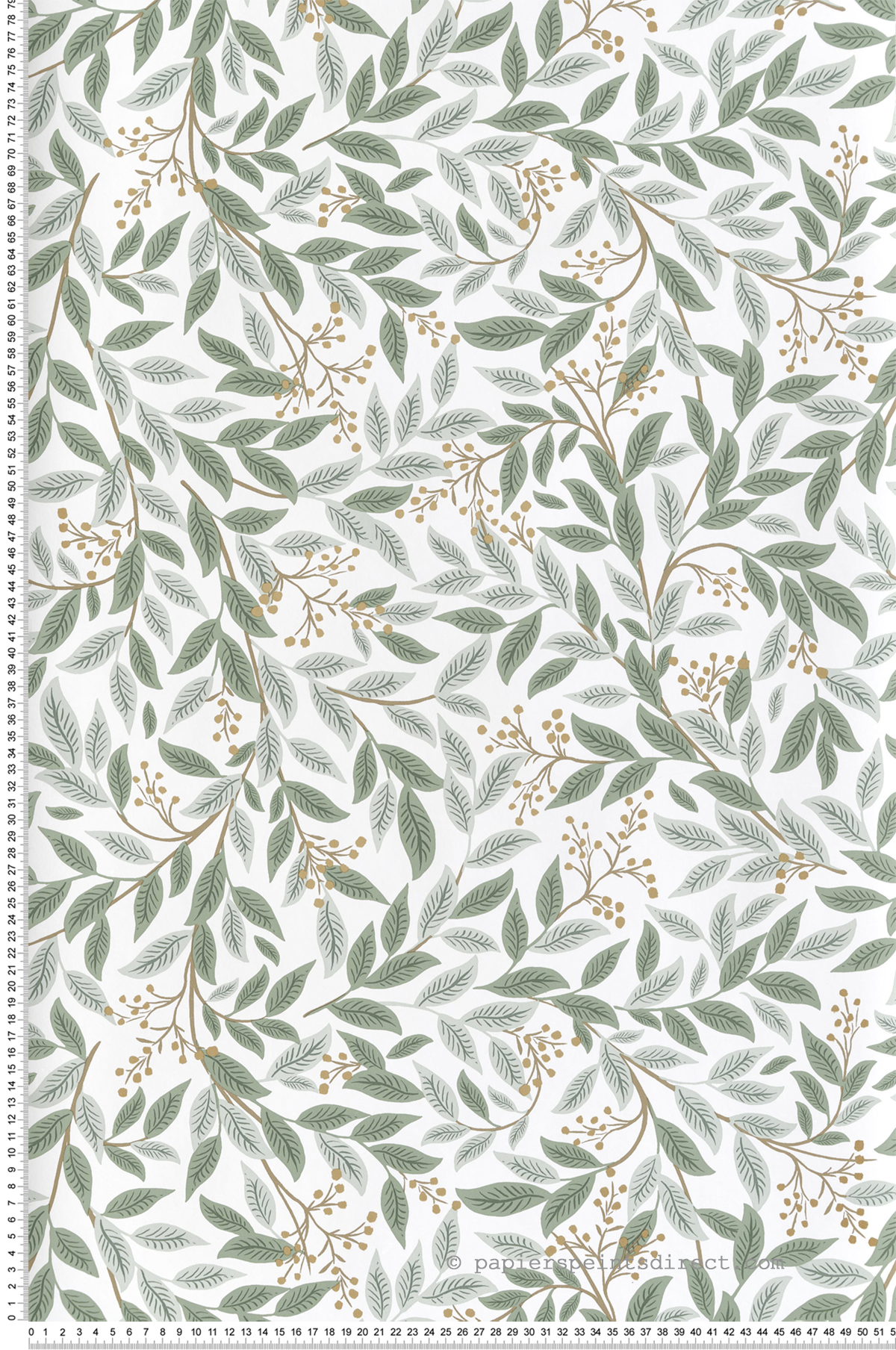 Papier peint Feuillage Scandinave Willowberry sauge doré - Rifle Paper Co. 3 de York (Initiales) | Réf. INI-RF7465