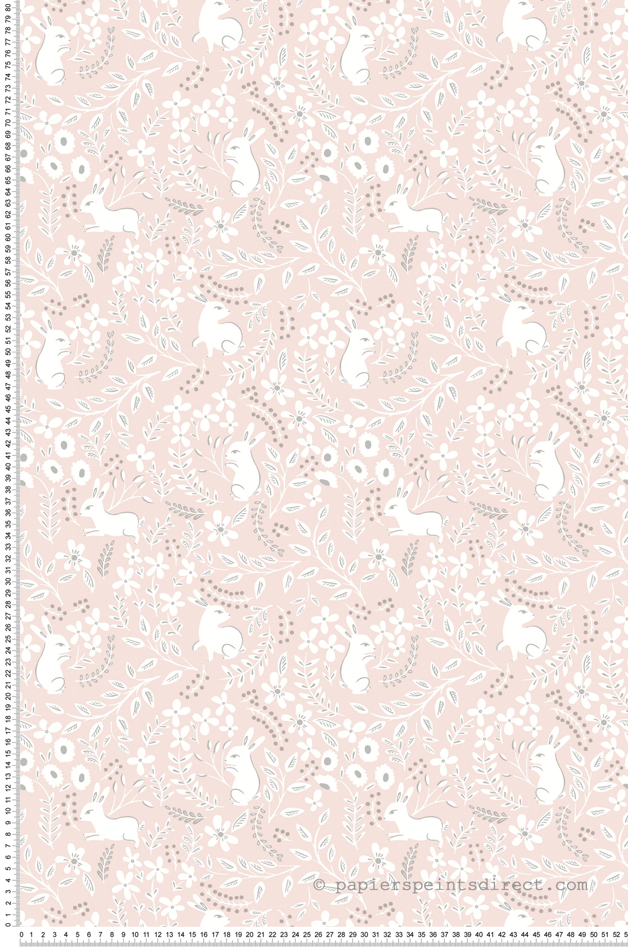 Papier peint Lapins Fleurs Feuillage rose - Tartine & Chocolat de Lutèce | Réf. LTC-36230403