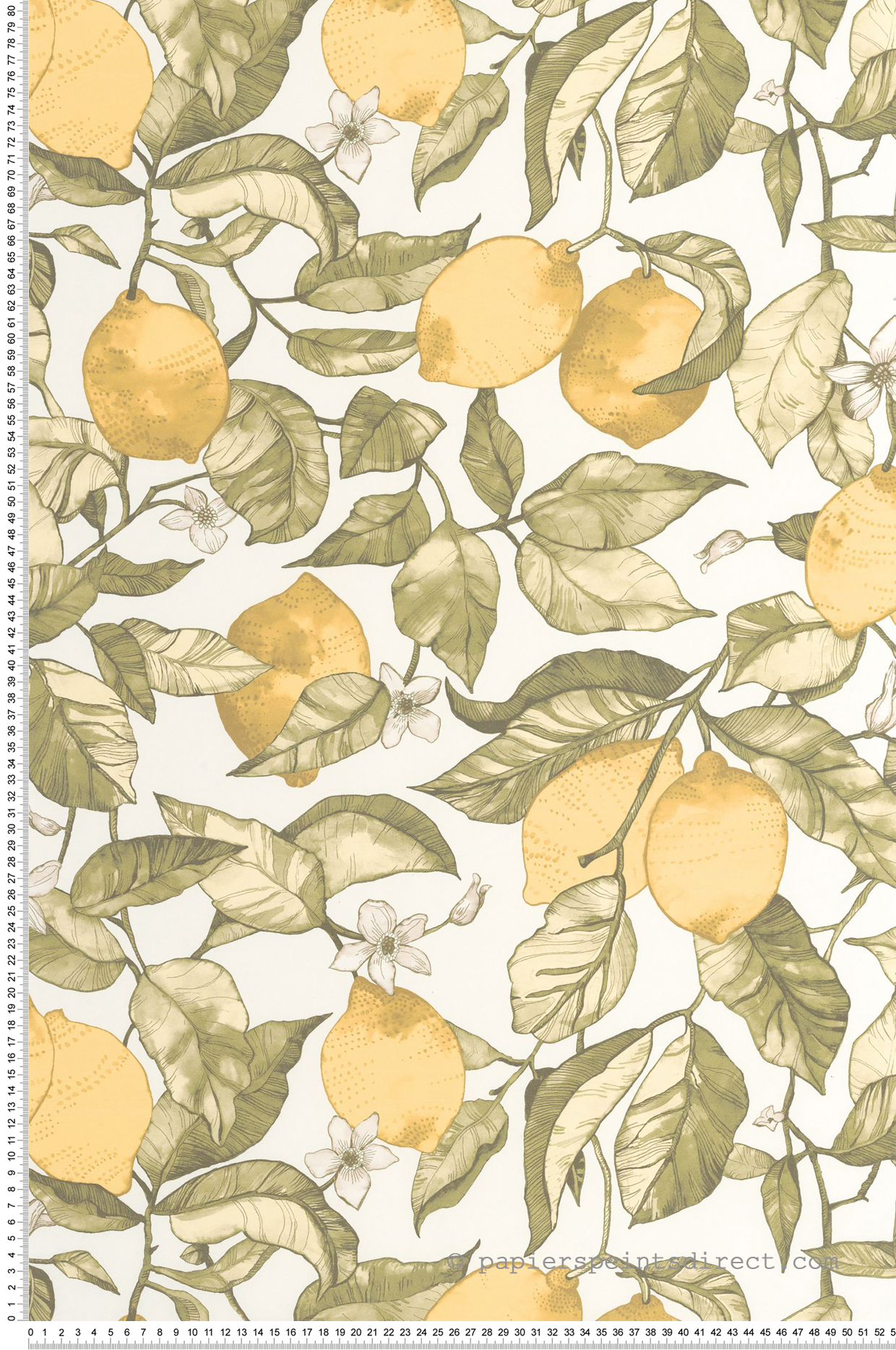 Papier peint Citronnier Contemporain jaune citron blanc - Soliflore de Casadéco | Réf. SOLI200277227
