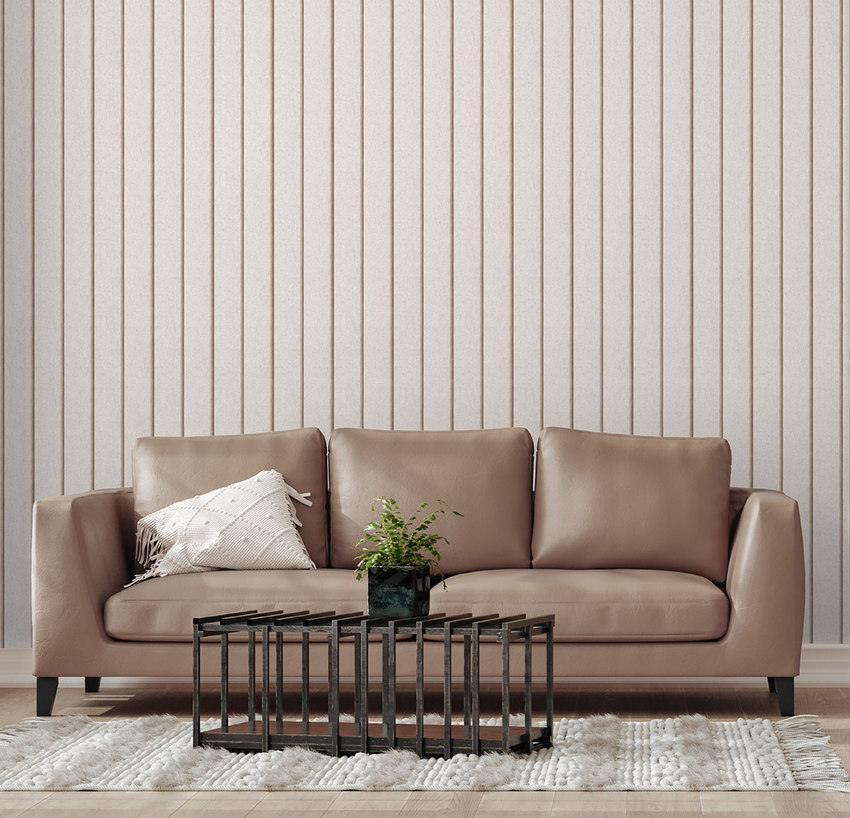 Papier Peint Béton Rayure Aria beige - Illusion d'Ugépa | Réf. UGP-M89707