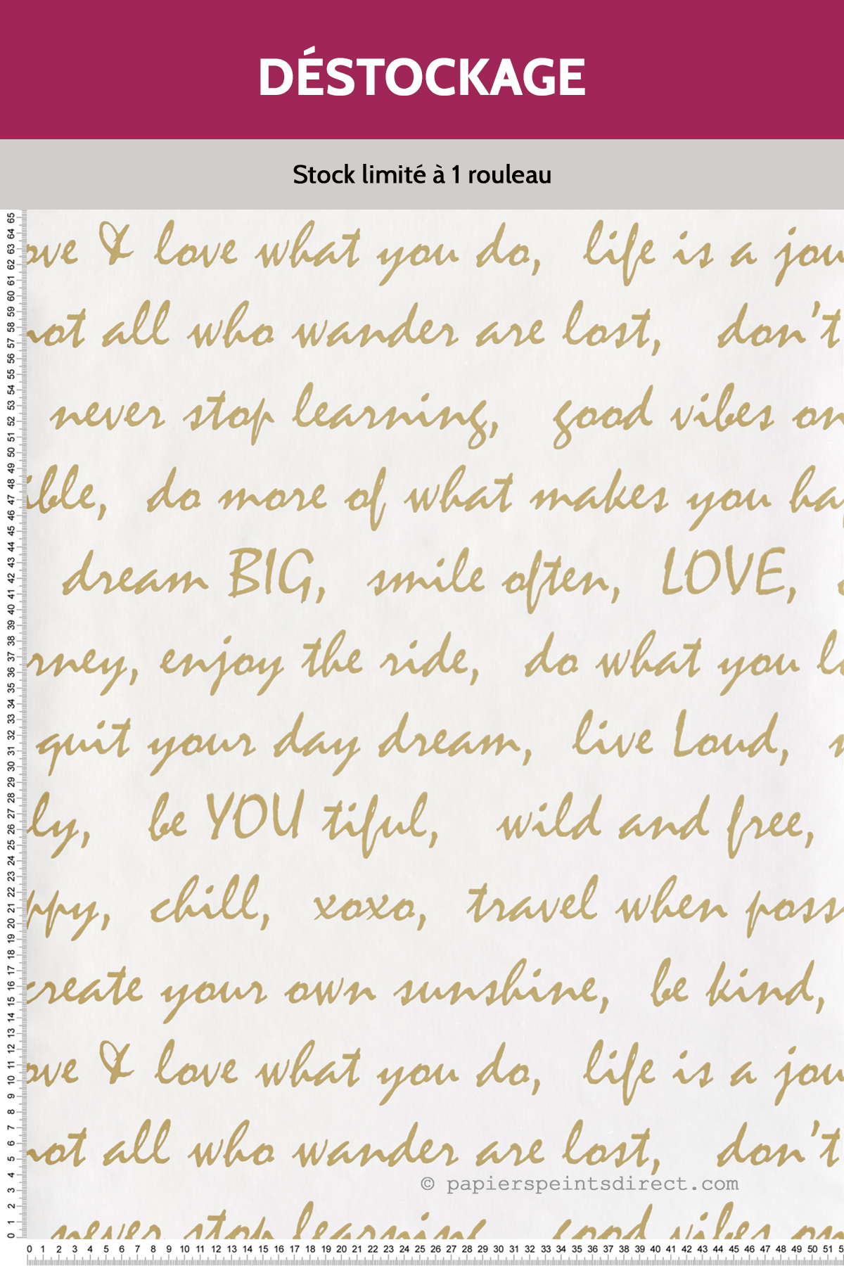 Papier peint Destockage - Adhésif Ecritures Big Script doré - Les Adhésifs