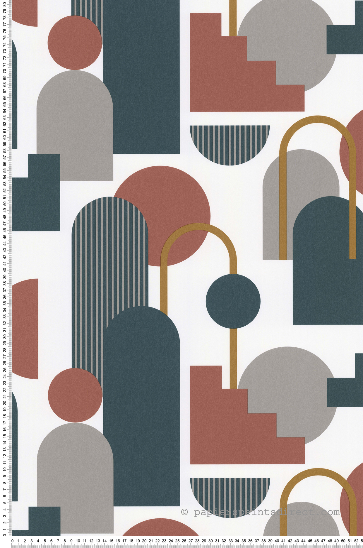 Papier peint Arche Minimaliste bleu et brique - Arty de Lutèce | Réf. LTC-51210804