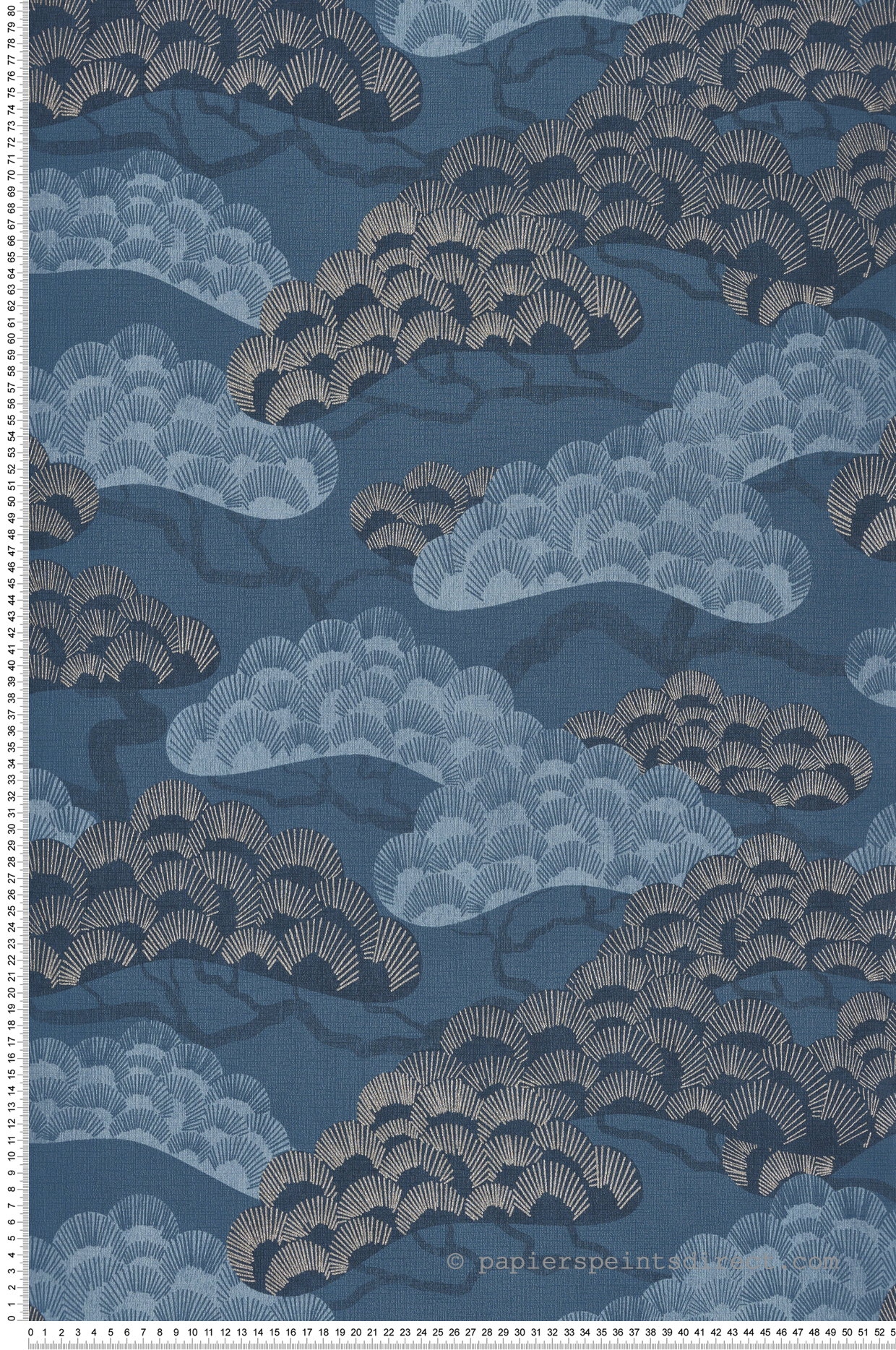 Papier Peint Japonais Bonsaï bleu doré - Elégance d'Ugépa | Réf. UGP-M64401