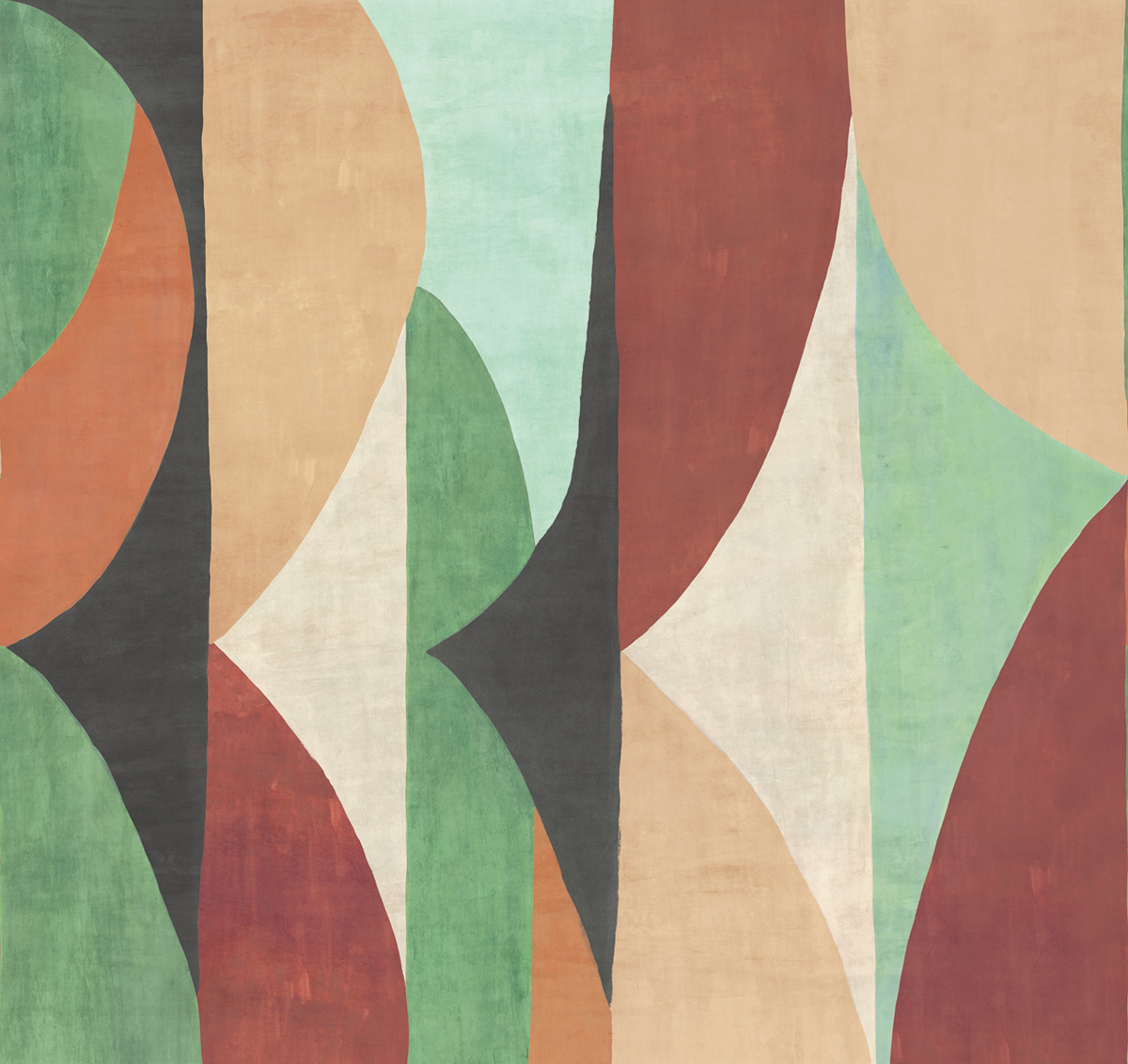 Papier peint panoramique Fresque Arrondie Luana vert - A, B et C H260 - Amani de Masureel | Réf. MAS-DGAMA302X-260