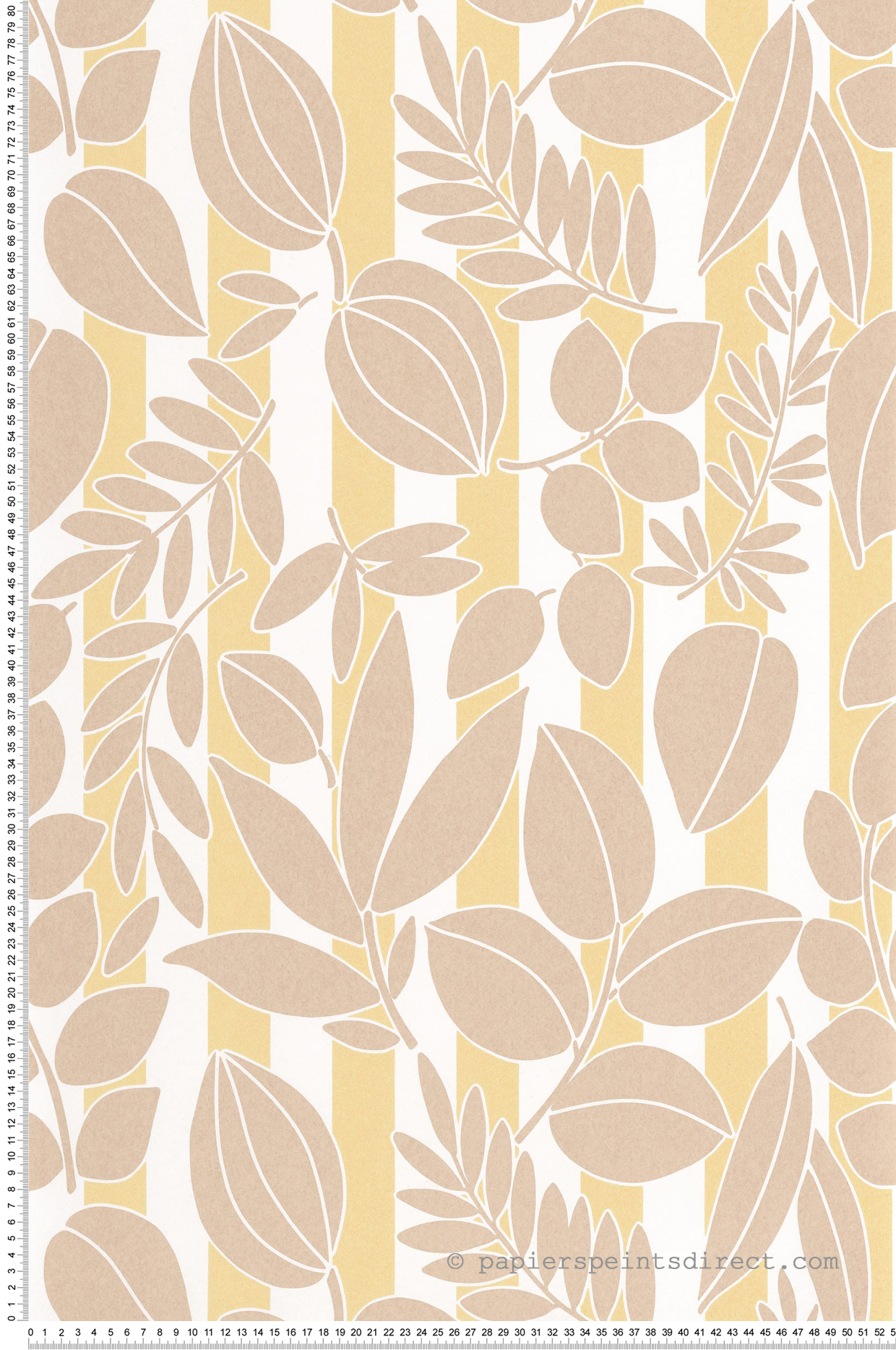 Papier peint Feuillage Rayure Ramatuelle beige jaune - Echappée Belle de Casadéco | Réf. ECHA89821212