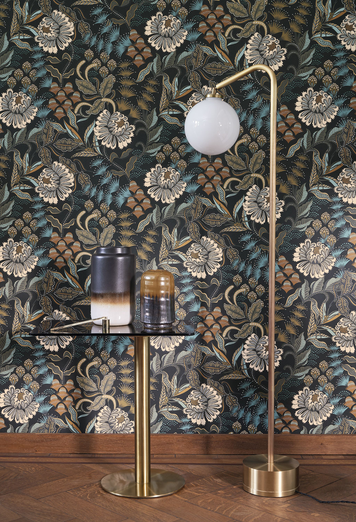 Papier peint Fleur Vintage Bloomsbury noir marron - Derby de Casadéco AMB2 | Réf. DERB89289754