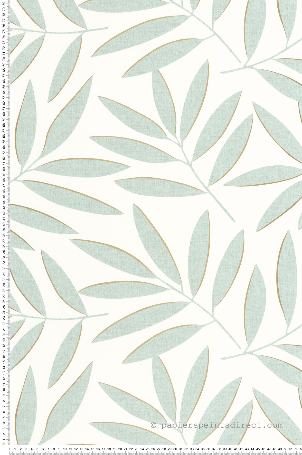 Papier peint Feuille Graphique Portée vert d'eau doré - XXL de Casélio | Réf. XXL104587020