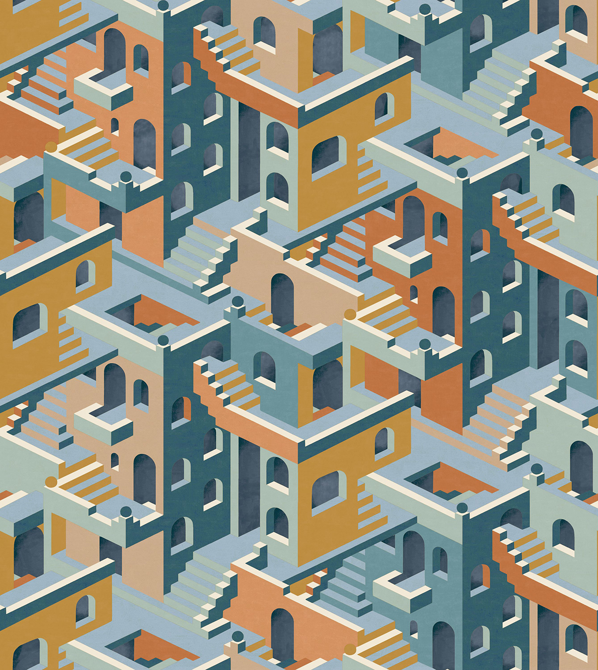 Papier peint panoramique Ville Graphique orange - Beauty Full Image 2 de Casadéco | Réf. BFMA87013211