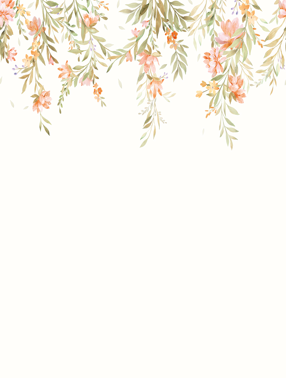 Papier peint panoramique Feuillage Flower Cascade pêche - Farandole de Lutèce | Réf. LTC-CW6119-1