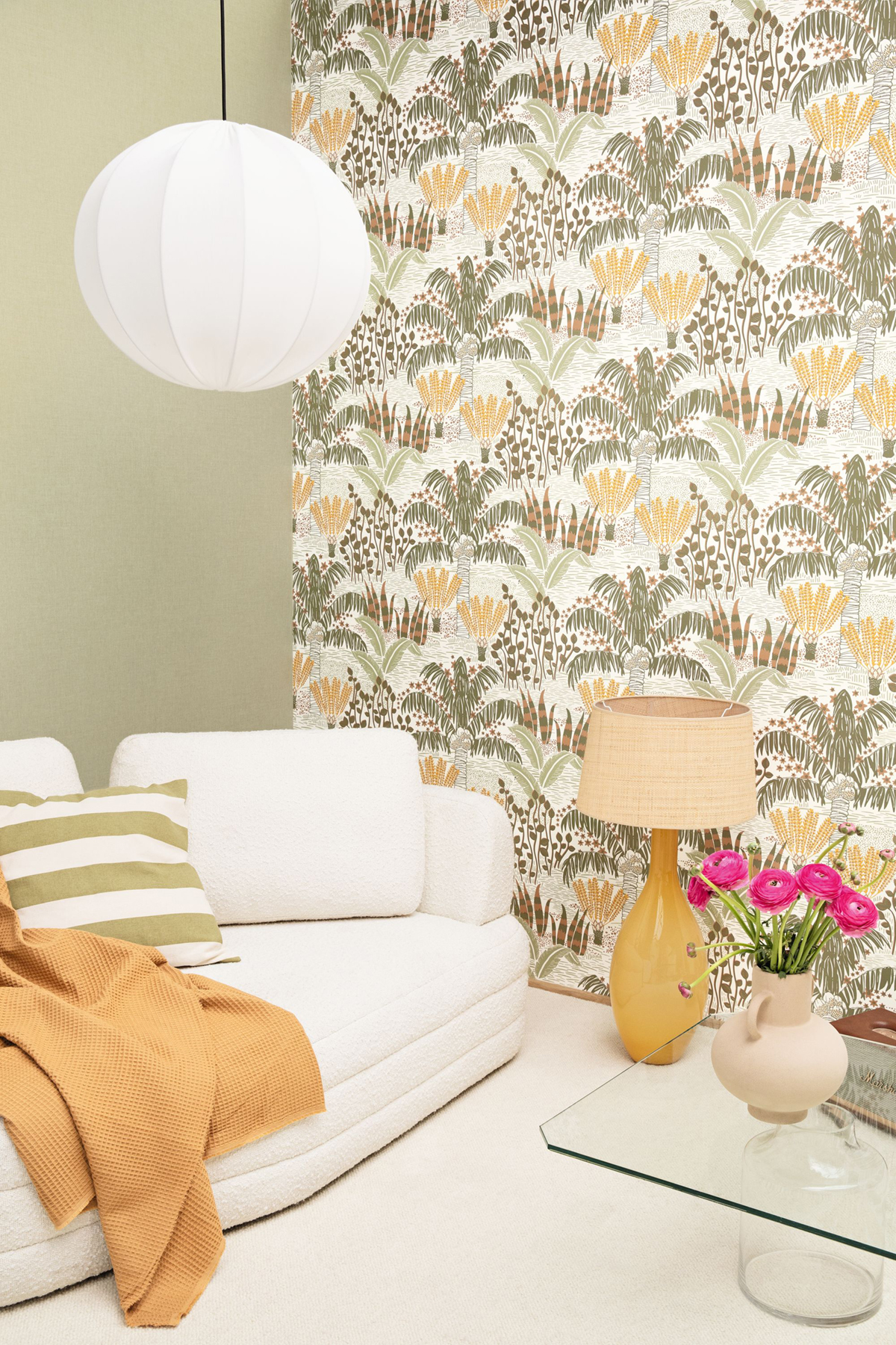 Papier peint Uni Lin vert lichen - L'Epopée de Casélio AMB2 | Réf. EPO100607312