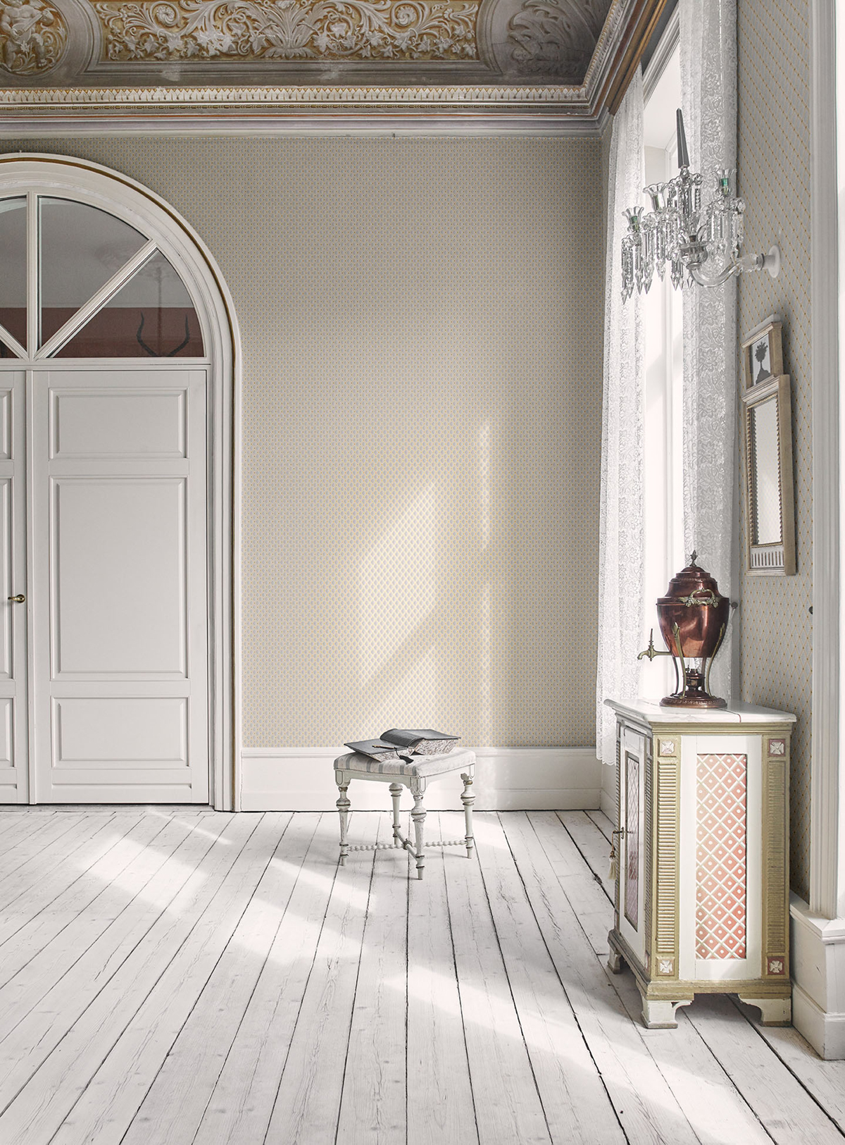 Papier peint Diamant Vintage Brillant gris doré - Demeures de Montecolino | Réf. MC-650628