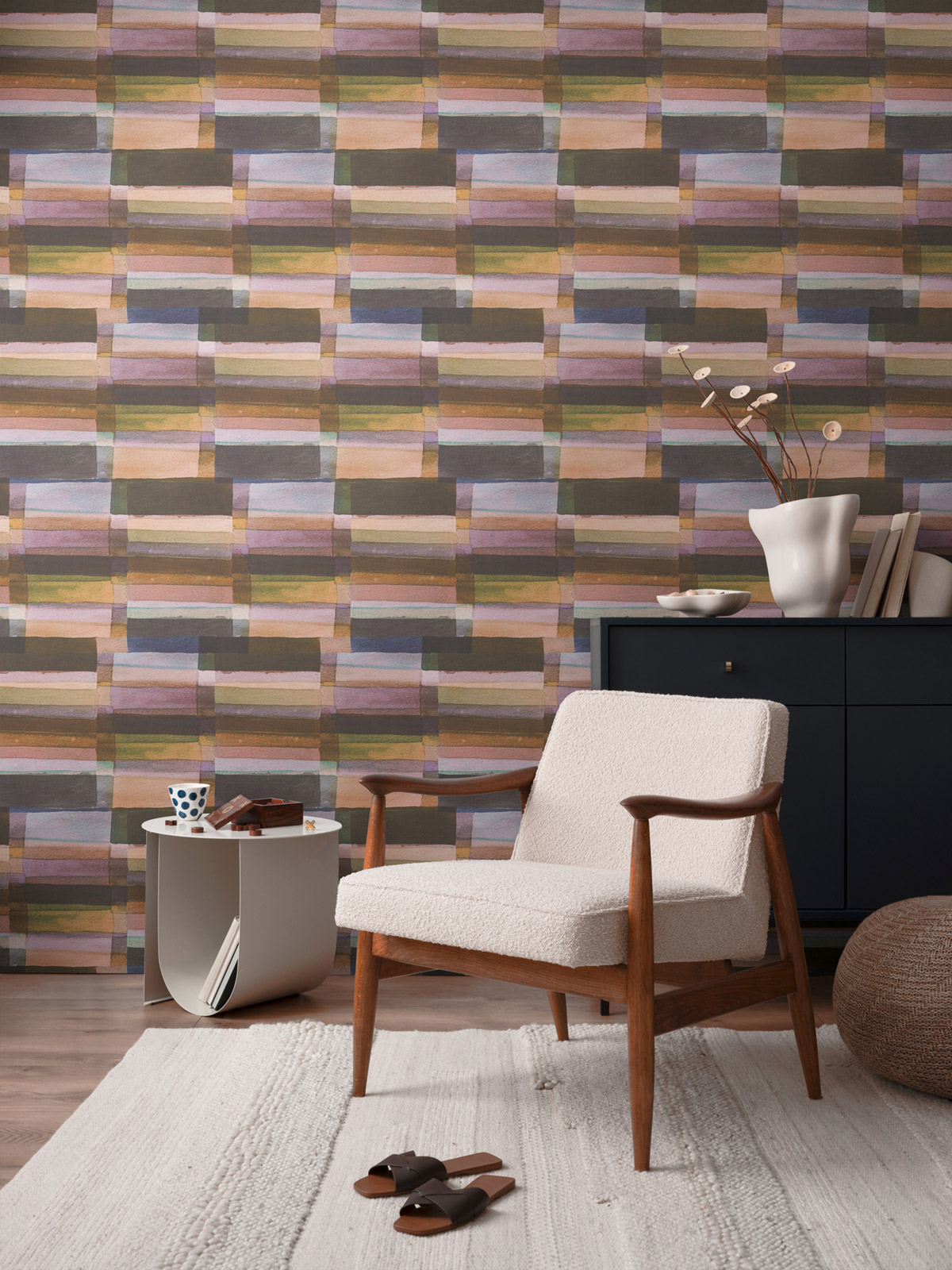 Papier peint Géométrie Aquarelle multicolore vert - Anna D'Andrea d'A.S. Création | Réf. AS-782252