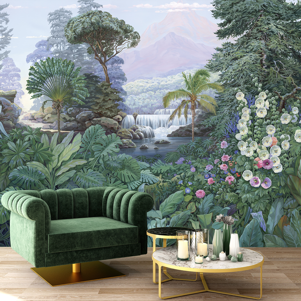 Papier peint panoramique Firone Jungle Equatorial A+B+C - 1/2/3/4/5/6/7/8/9 - Isidore Leroy