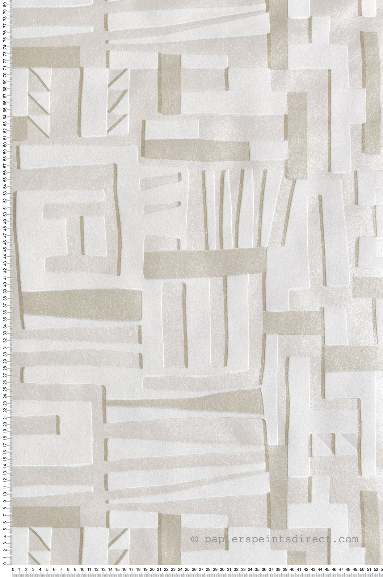 Papier peint Géométrique Zawaya Velours Flock blanc nacré - Irisa d'Osborne & Little | Réf. OSB-W7851-02