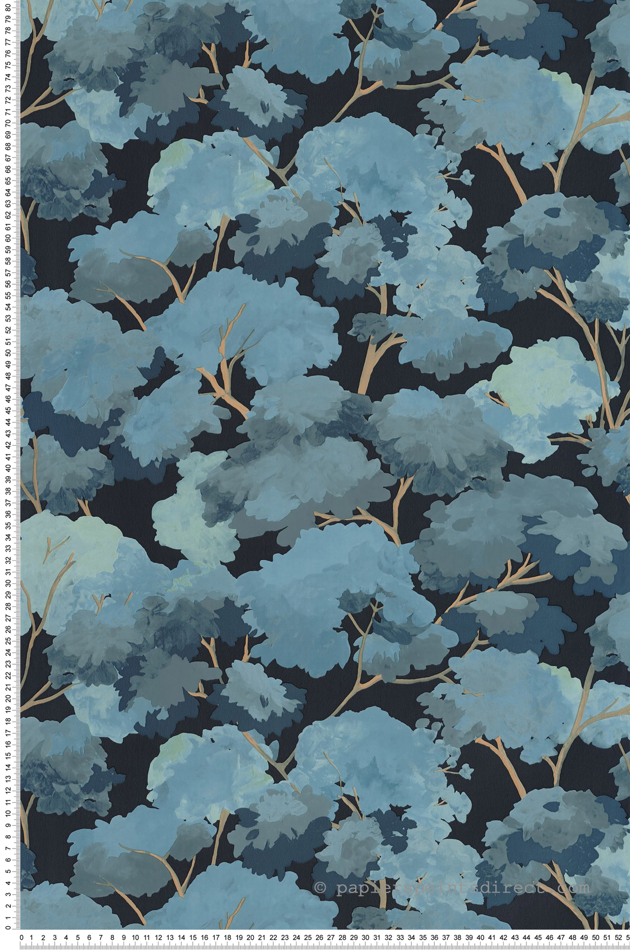 Papier peint Forêt Scandinave Été bleu nuit - Balade de Casélio | Réf. BLD106106166