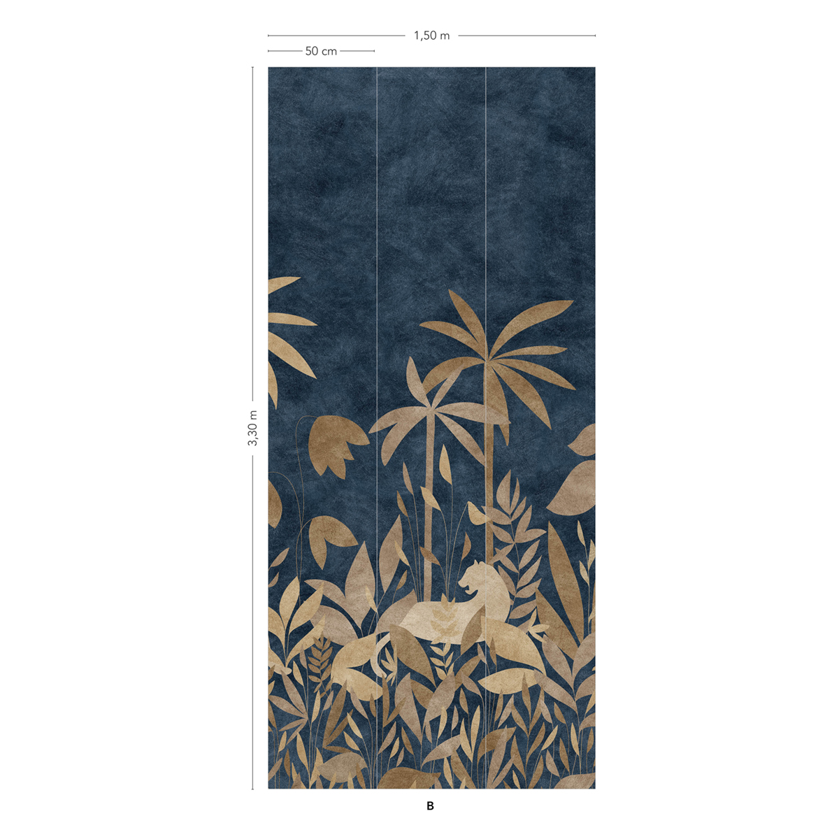 Papier peint panoramique Paradis des Tigres Nocturne Doré B - 4/5/6 - Isidore Leroy AMB