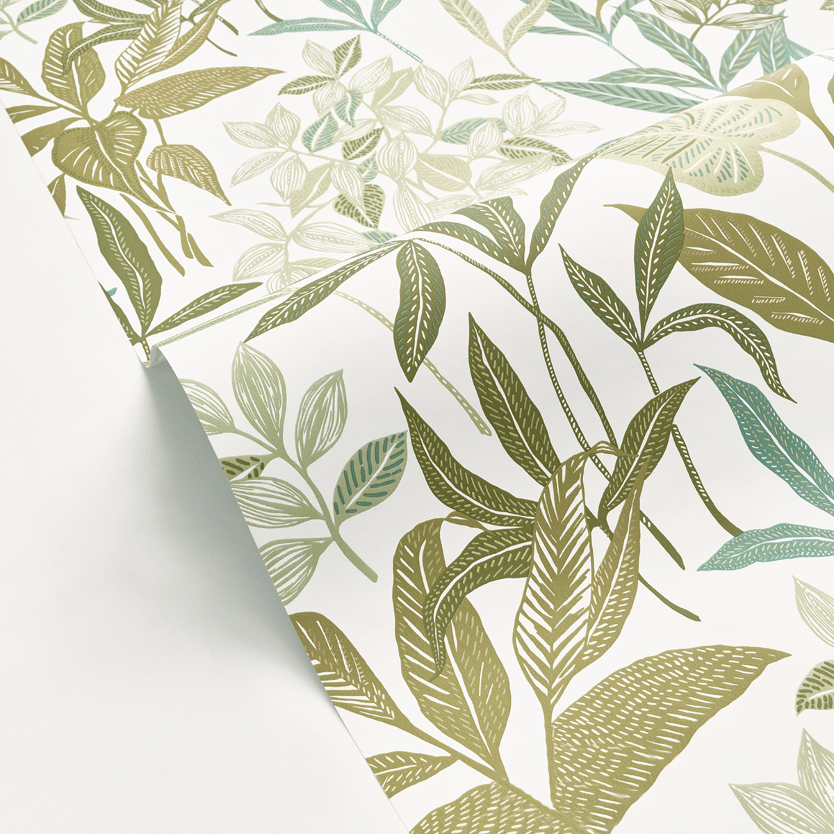 Papier peint Feuillage Santiago vert blanc - Green & Co de Casélio | Réf. GCO103850223