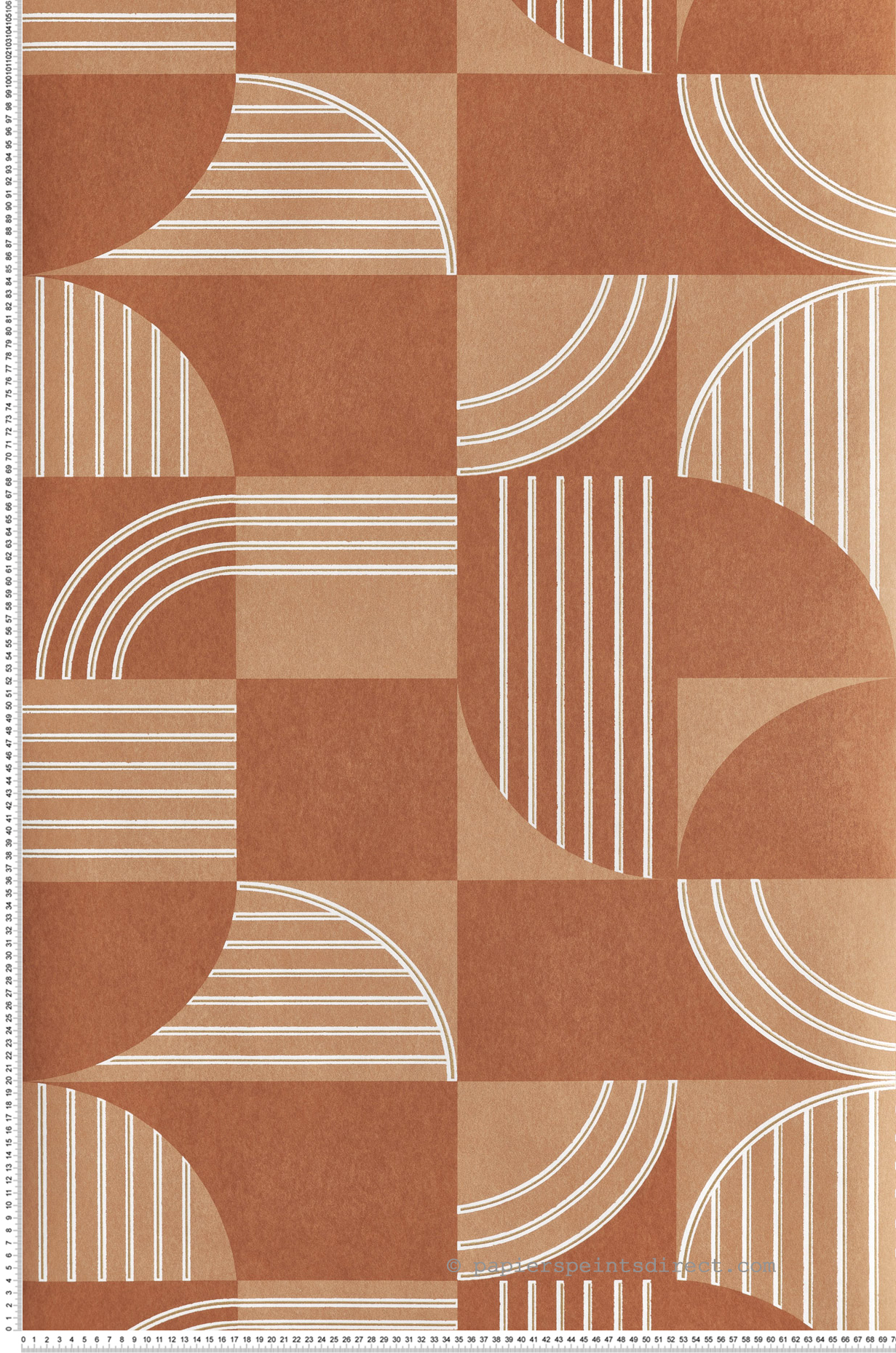 Papier peint Vintage Années 30 terracotta doré - Faubourg des Lumières de Casamance | Réf. CAS-76271324