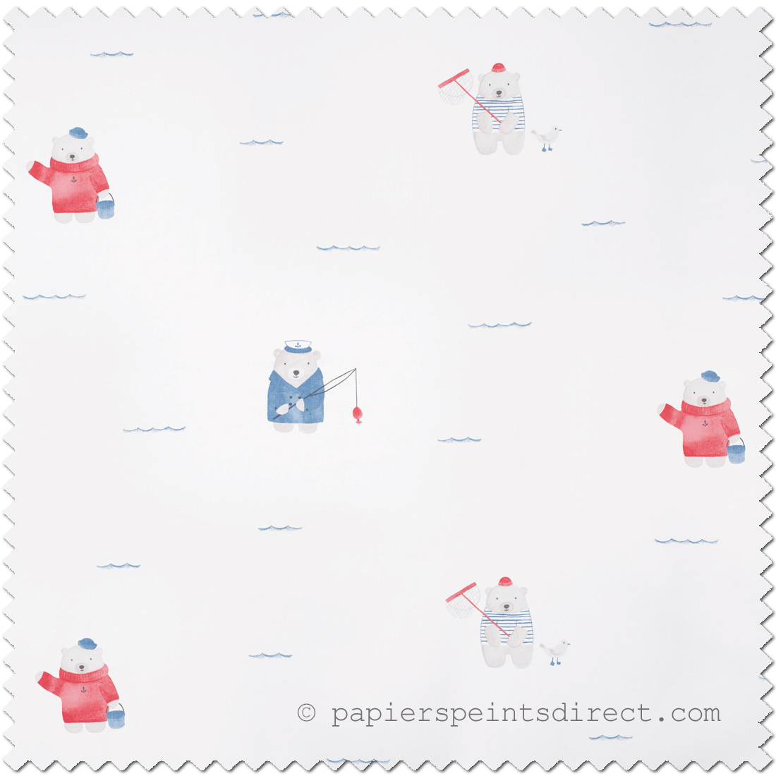 Tissu Ours plage bleu - My Little World de Casadéco