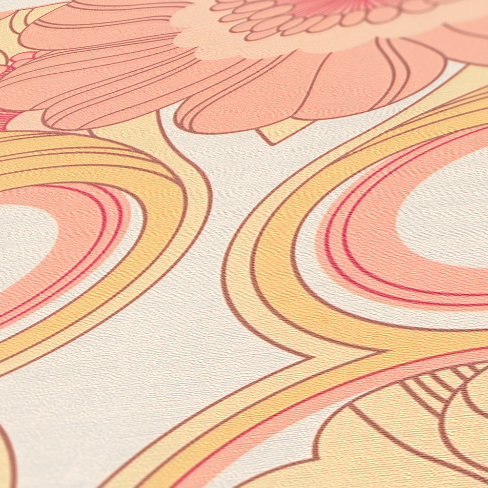 Papier peint Fleur Vintage rose beige - Retro Chic d'A.S. Création AMB4 | Réf. AS-395305