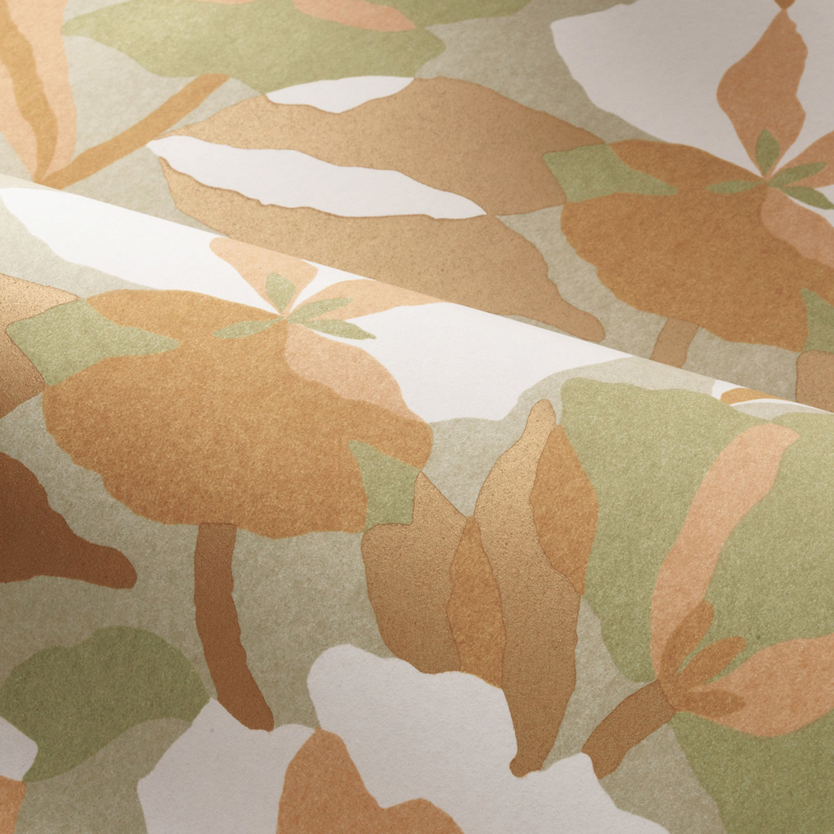 Papier peint Fleur Design Amaryllis vert lichen métallisé - Jardin Félicia de Casamance | Réf. CAS-76580814