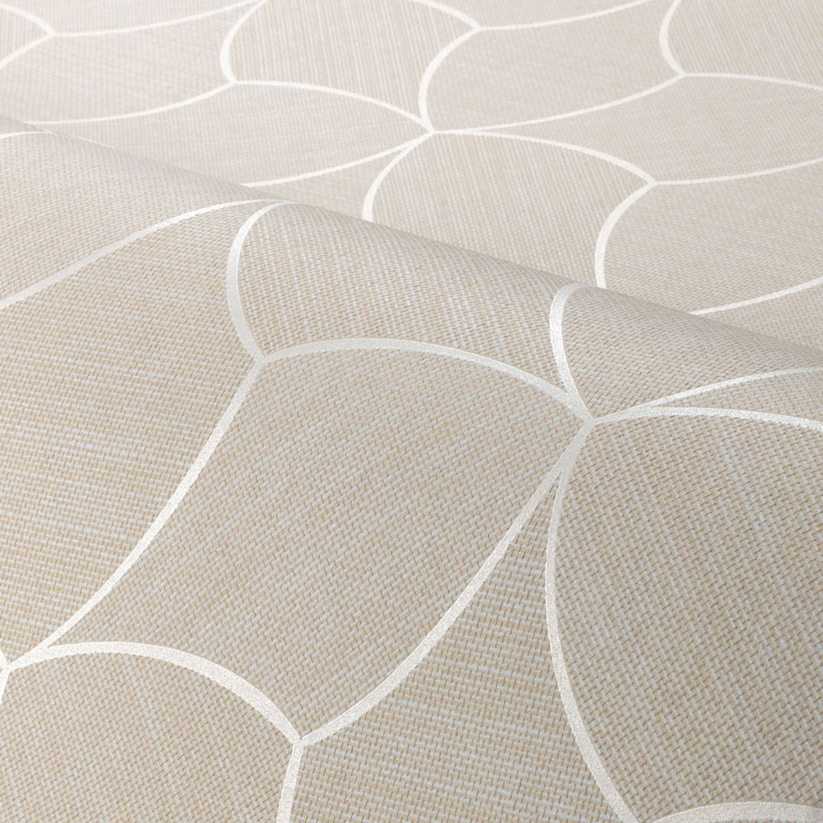 Papier peint Écailles Géométriques Tressana sable nacré - Tressora de Casamance | Réf. CAS-76943262