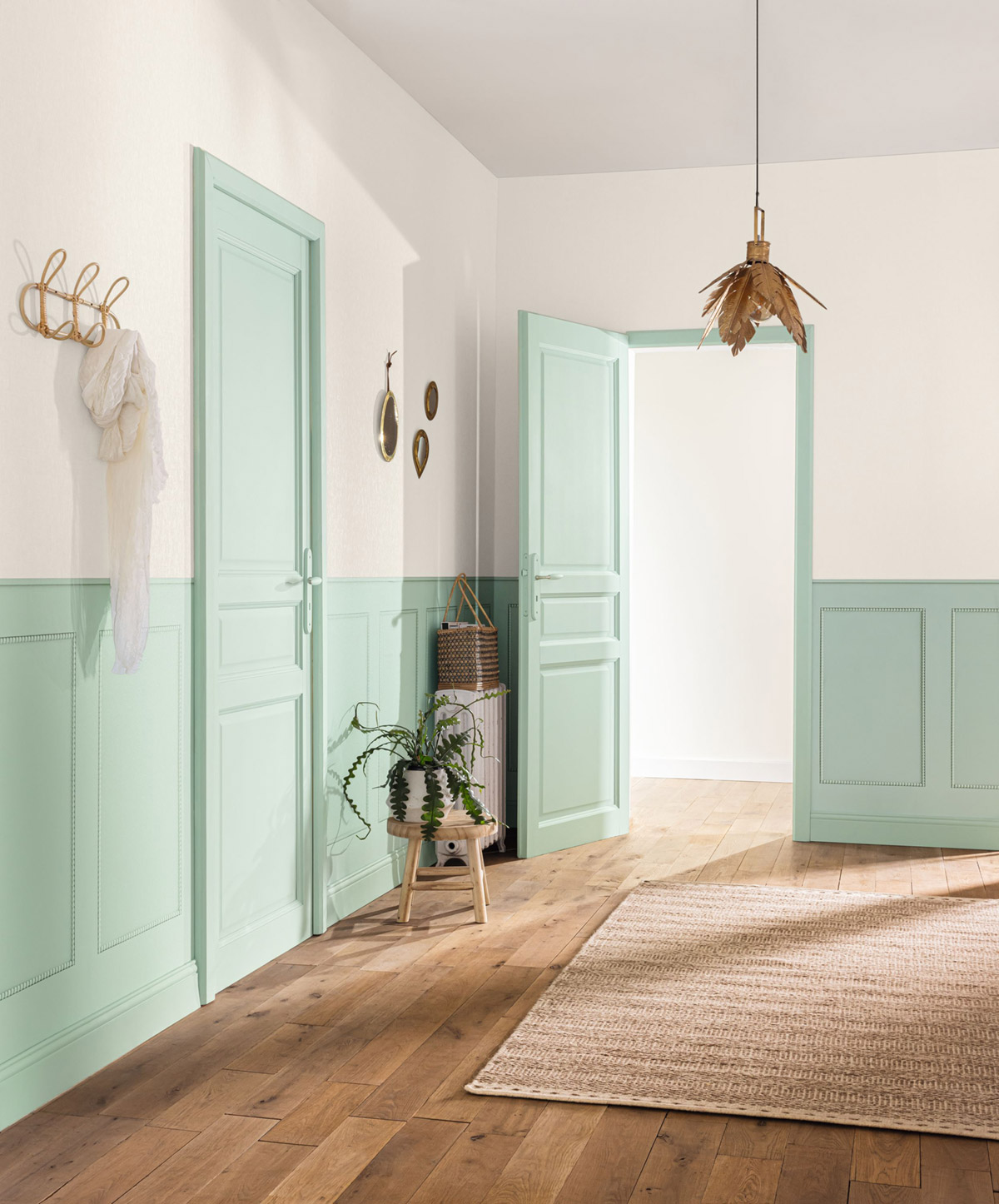 Papier peint Soubassement Moulure S vert amande - Reliefs de AMB2 | Réf. RLF106357070