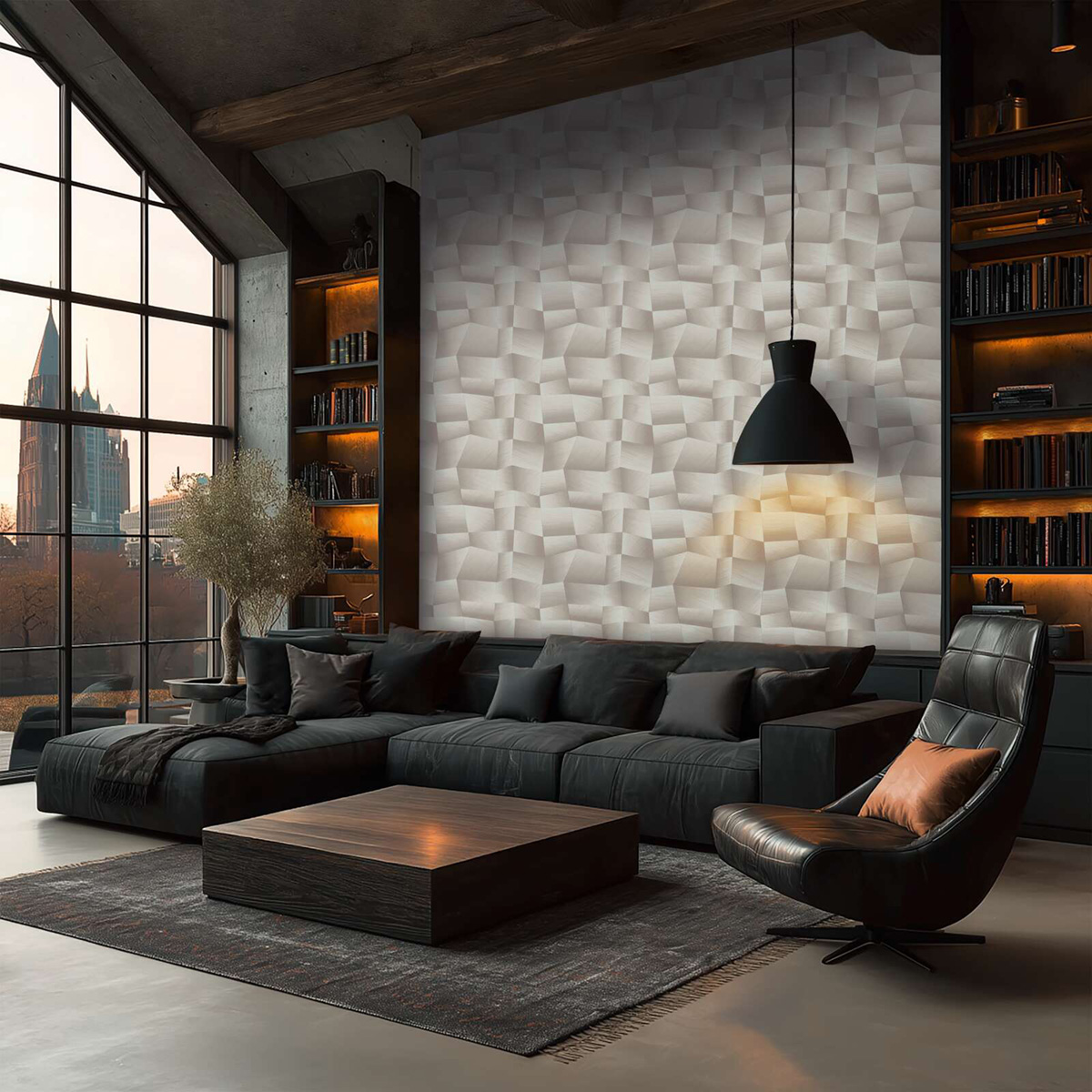 Papier peint Panneaux Géométriques Métal grège - Vibes & Styles d'A.S. Création AMB2| Réf. AS-791972