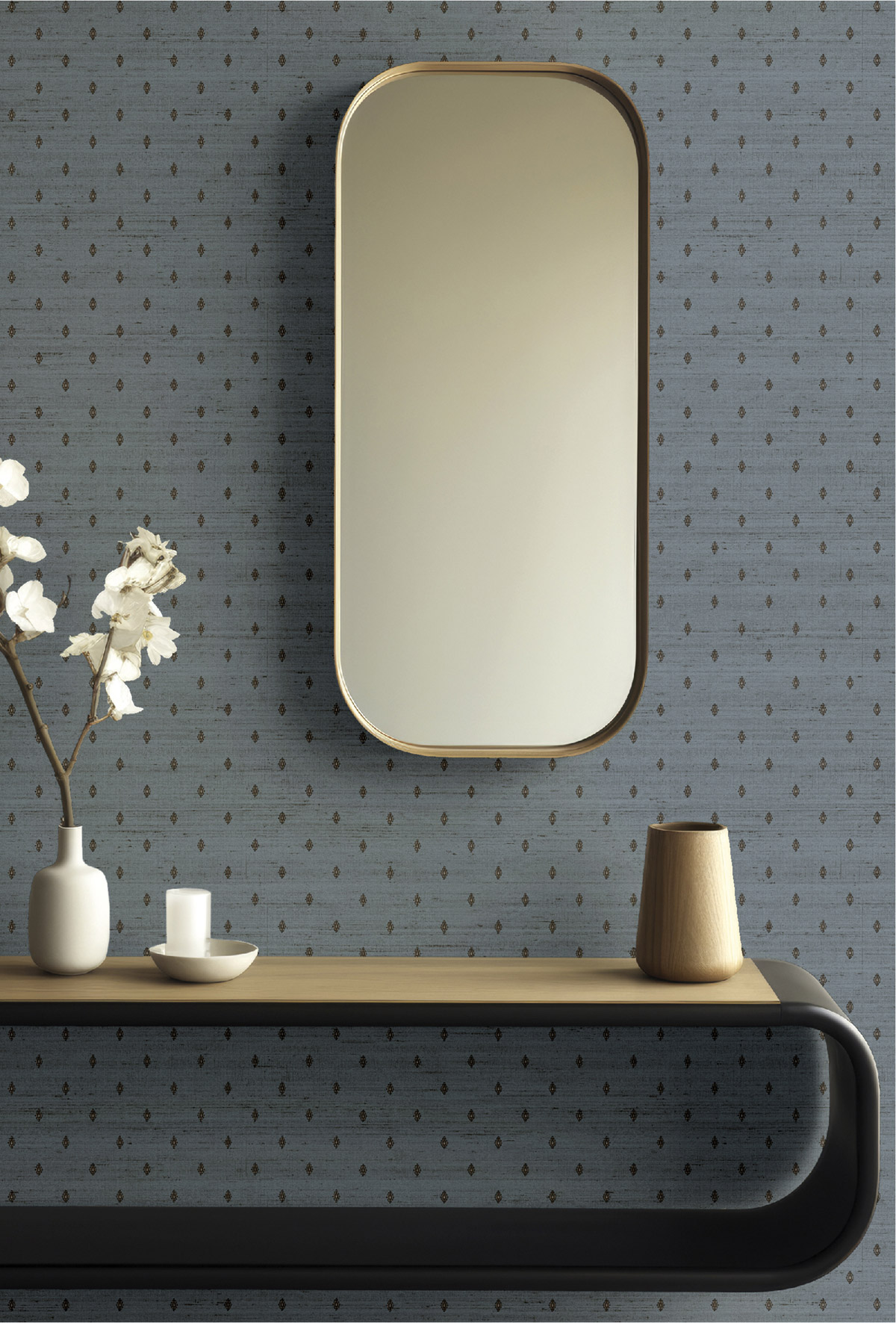 Papier peint Losange Baroque bleu doux irisé - Opera de Montecolino | Réf. MC-OP33356