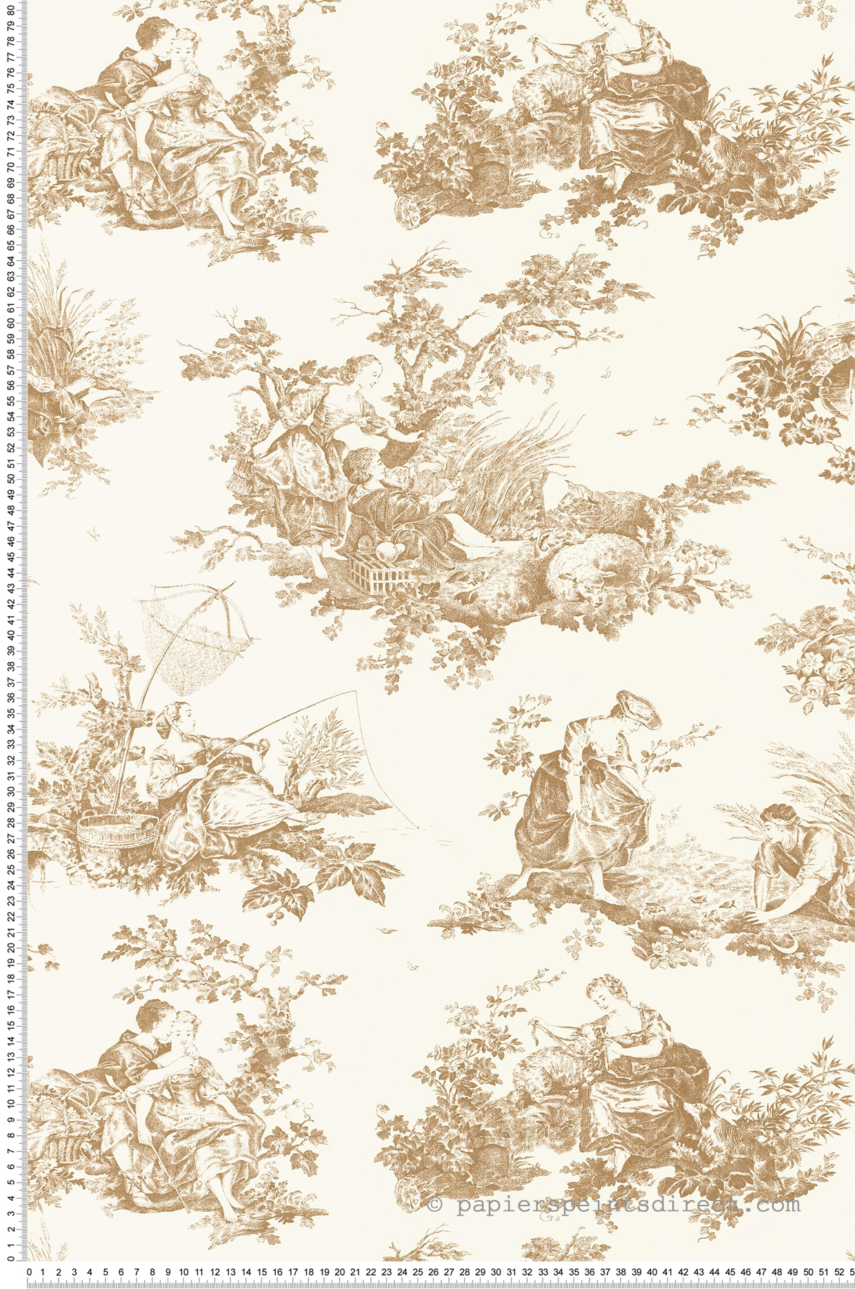Papier peint Baroque Scène D'Été camel - Les Belles Toiles De Jouy de Casadéco AMBV | Réf. LBTJ87911318