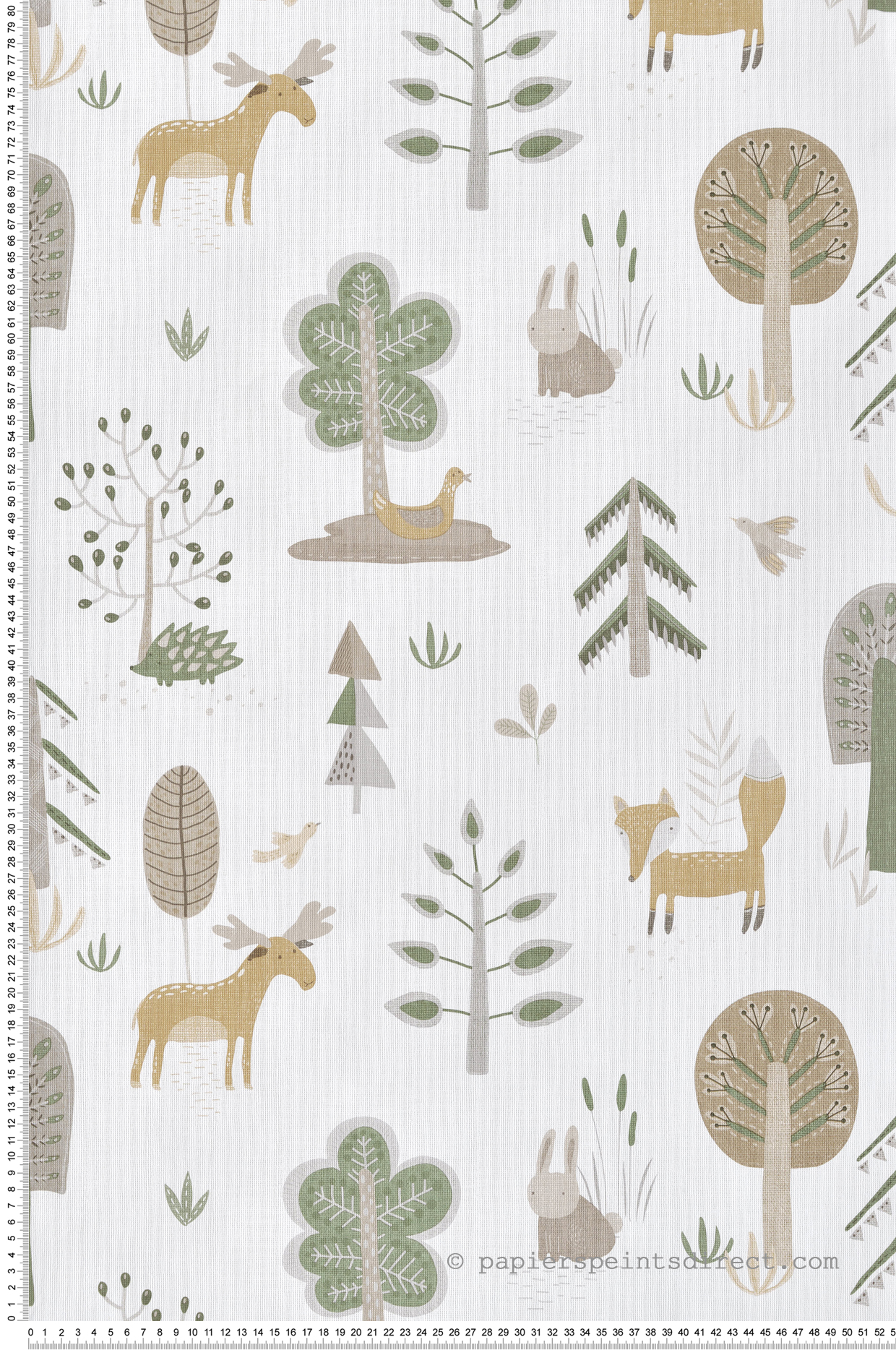 Papier peint Enfant Dans Les Bois vert blanc - Babyland 2 de Lutèce | Réf. LTC-14802
