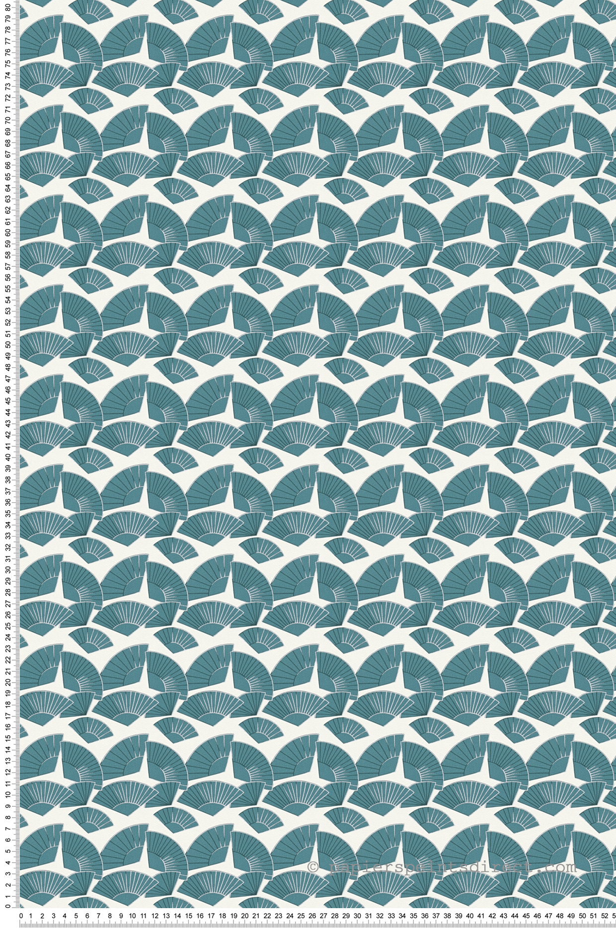 Papier peint Eventail Gisele bleu canard - Karl Lagerfeld de Montecolino | Réf. MC-37847-2