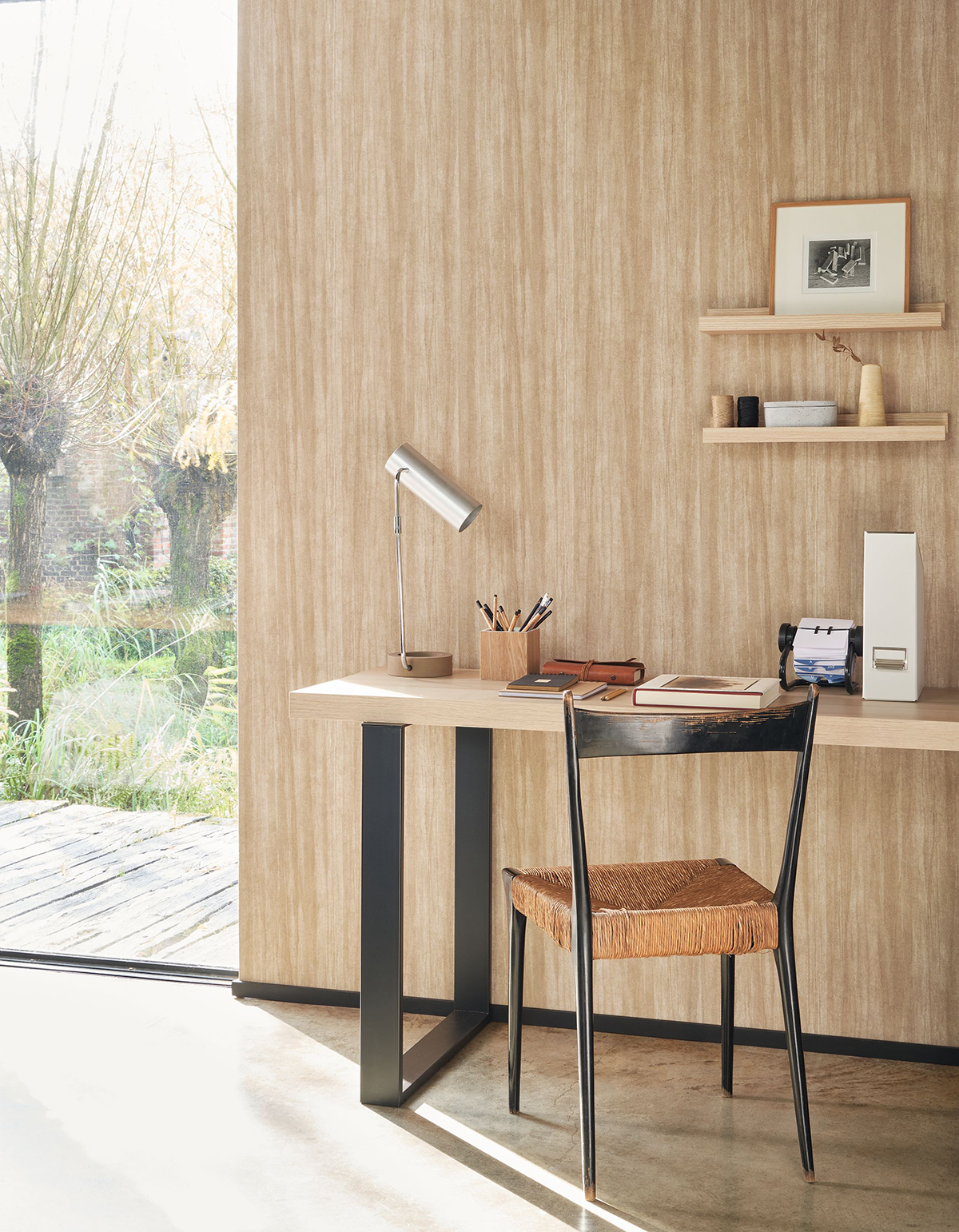 Papier peint Faux Uni Eucalyptus osier et doré - Woods de Casadéco | AMB Réf. WOOD85981404