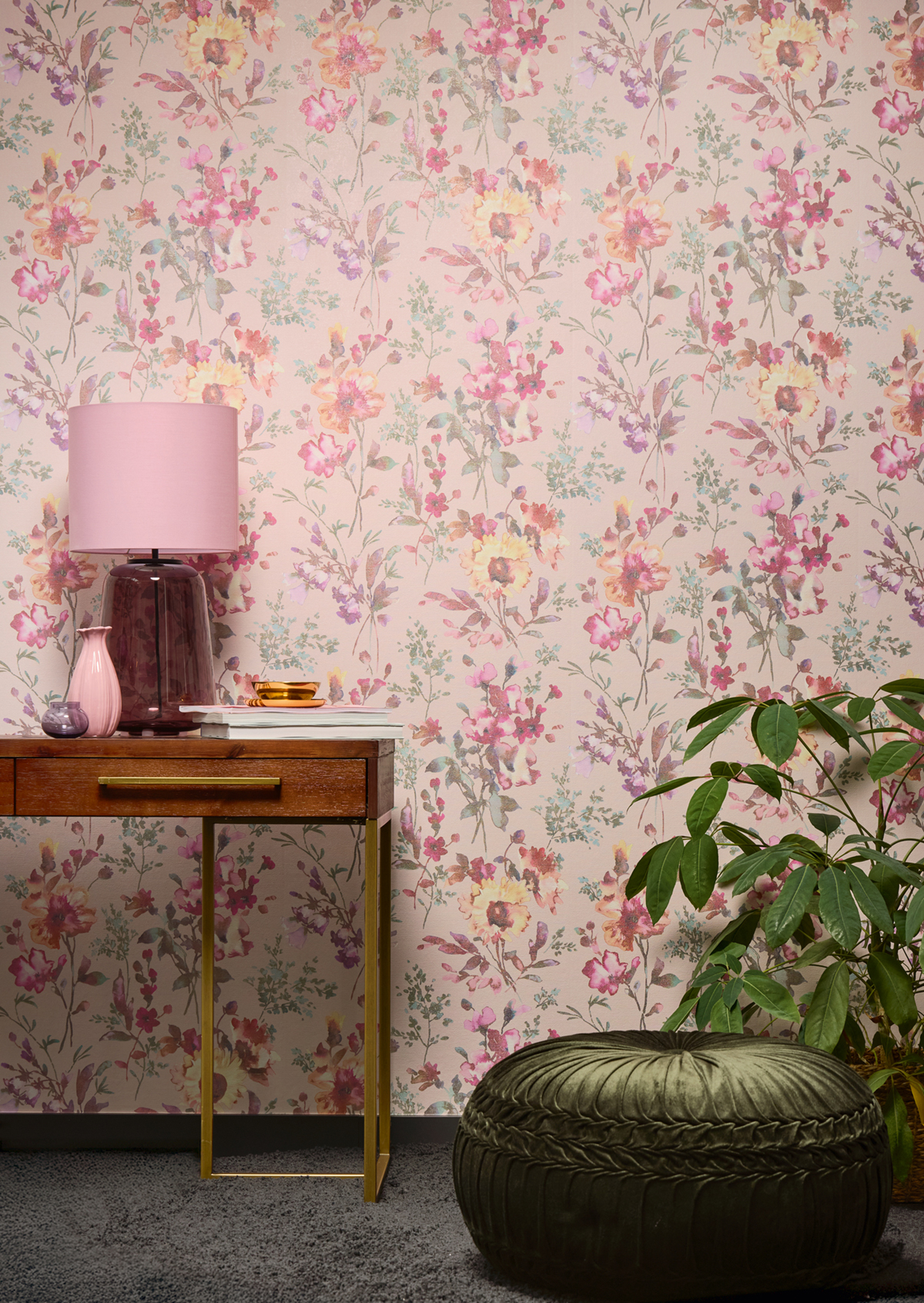 Papier peint Fleur Pétale Poetry rose doré - Cosmoliving d'A.S. Création AMB2 | Réf. AS-790613