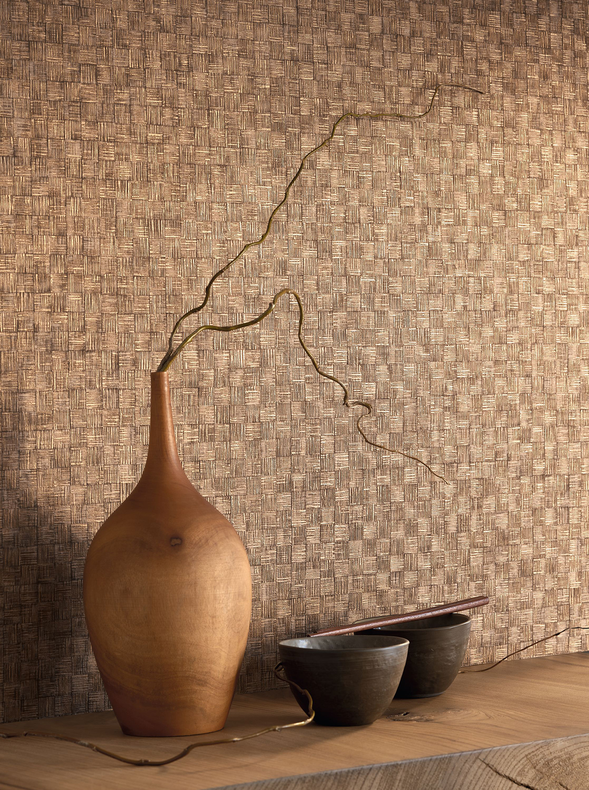 Papier peint Géométrique Damier beige chaud et doré - Gingko de Casadéco | Réf. GINK86251414