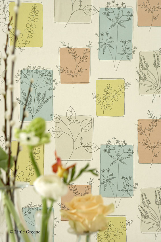 Papier peint 50' s Line Papers par the Little Greene, référence : 272HRCOCKT