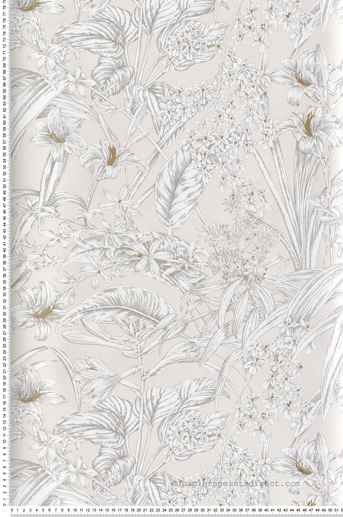 Papier peint Orchidées Lys Fleurs beige crème doré - Toiles de York (Initiales) | Réf. INI-RT7883