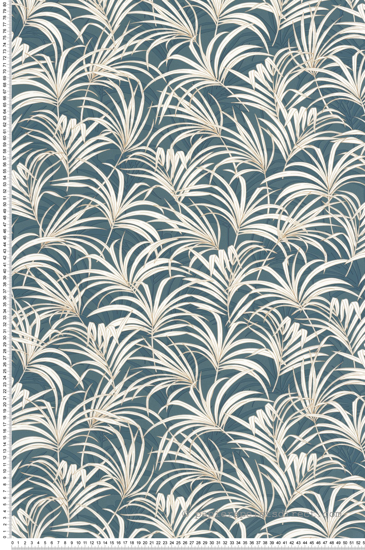 Papier peint Palme Art Déco Richard bleu canard doré - Golden Age de Casélio | Réf. GAG103806026